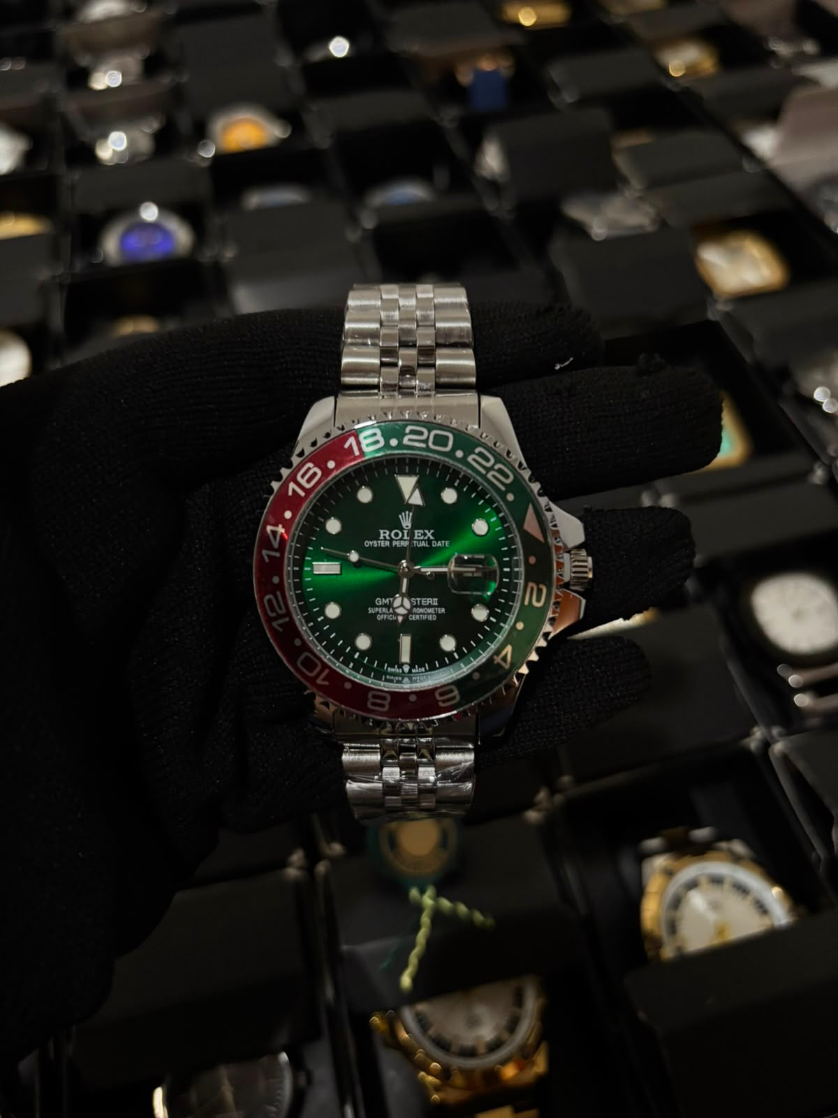 Rx gm2 trenzado plateado bisel rojo verde fondo verde