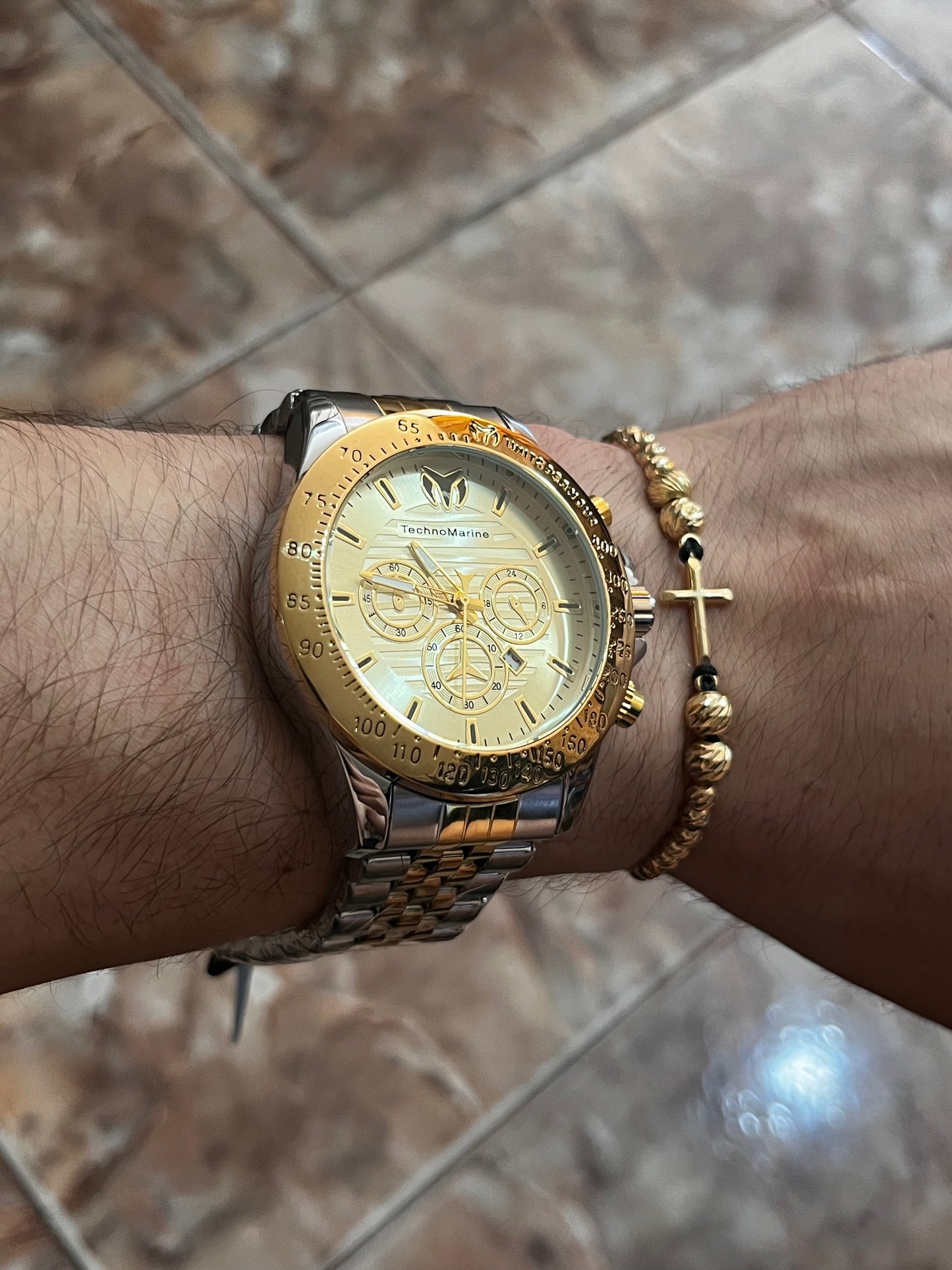 TECH M ACERO BICOLOR TABLERO DORADO/3 CRONOS BISEL DORADO