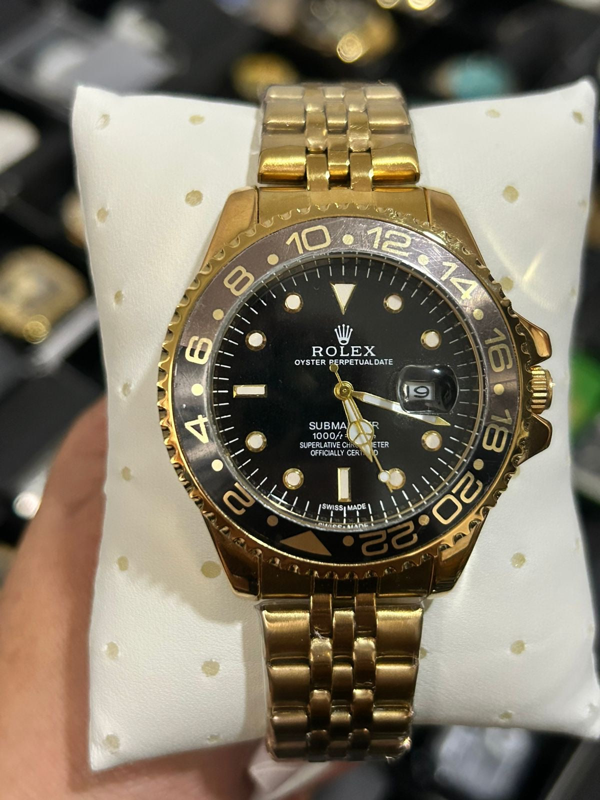 RX SBMRN ACERO DORADO BISEL NEGRO/CAFE TABLERO NEGRO