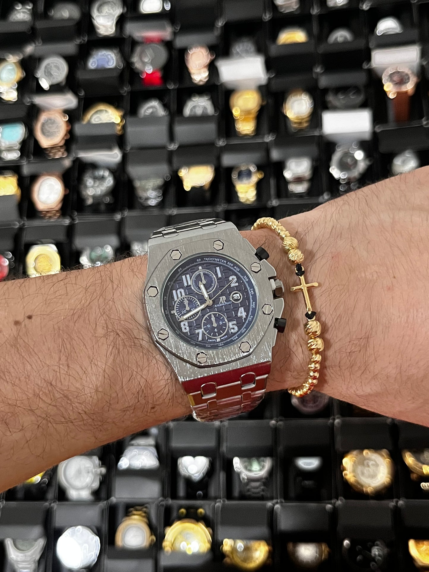 ADMR METÁLICO / 3 CRONO II / PLATEADO FONDO AZUL