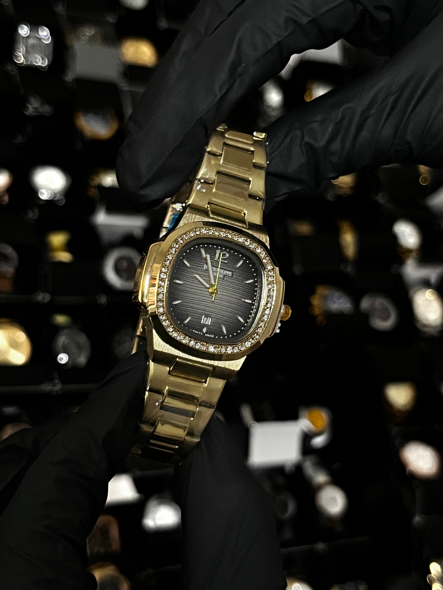 PTK METAL / DAMA / BISEL CUBANO / DORADO FONDO GRIS