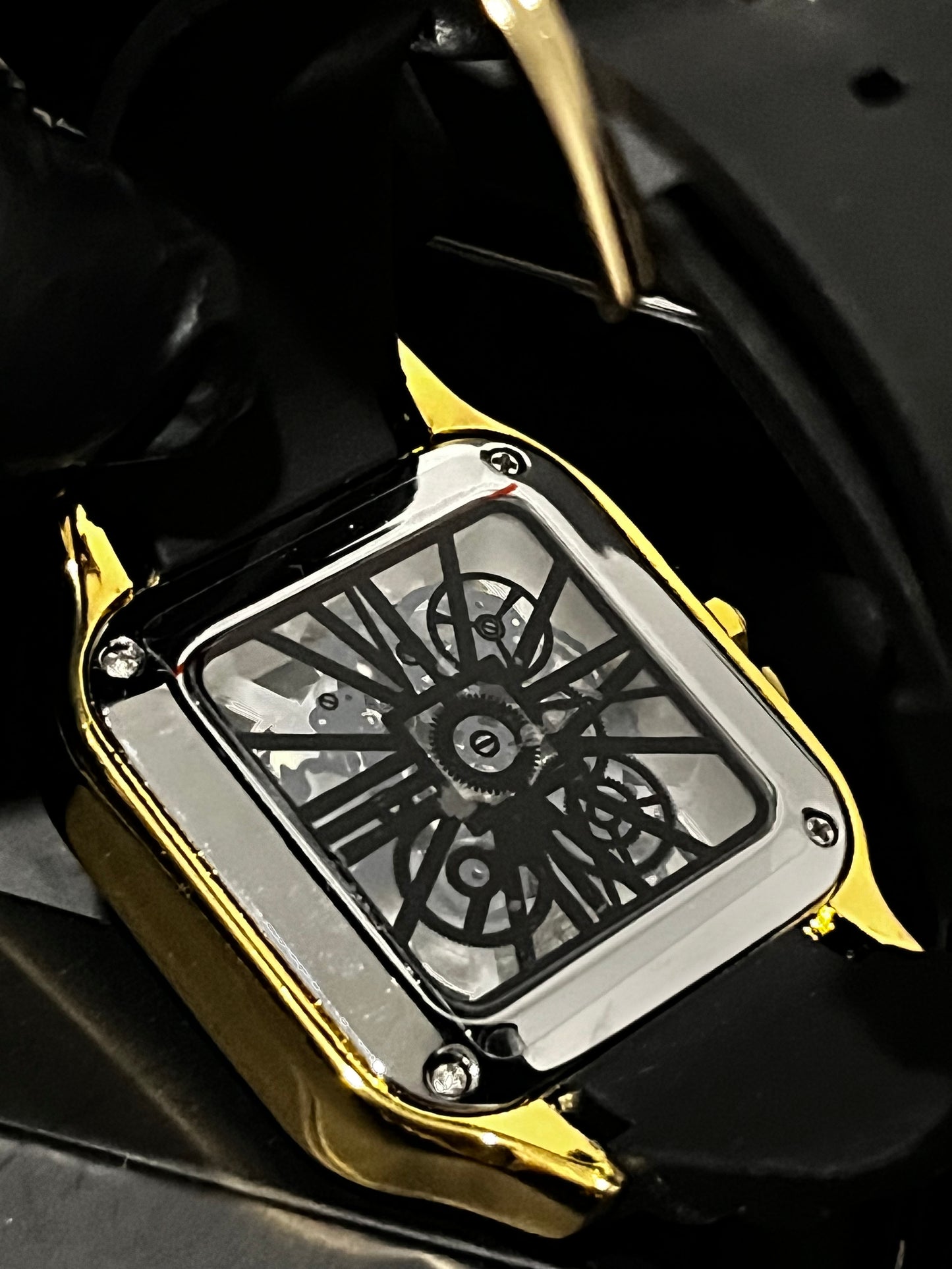 CRTR CUBANO GOMA NEGRO BISEL DORADO TABLERO PLATEADO