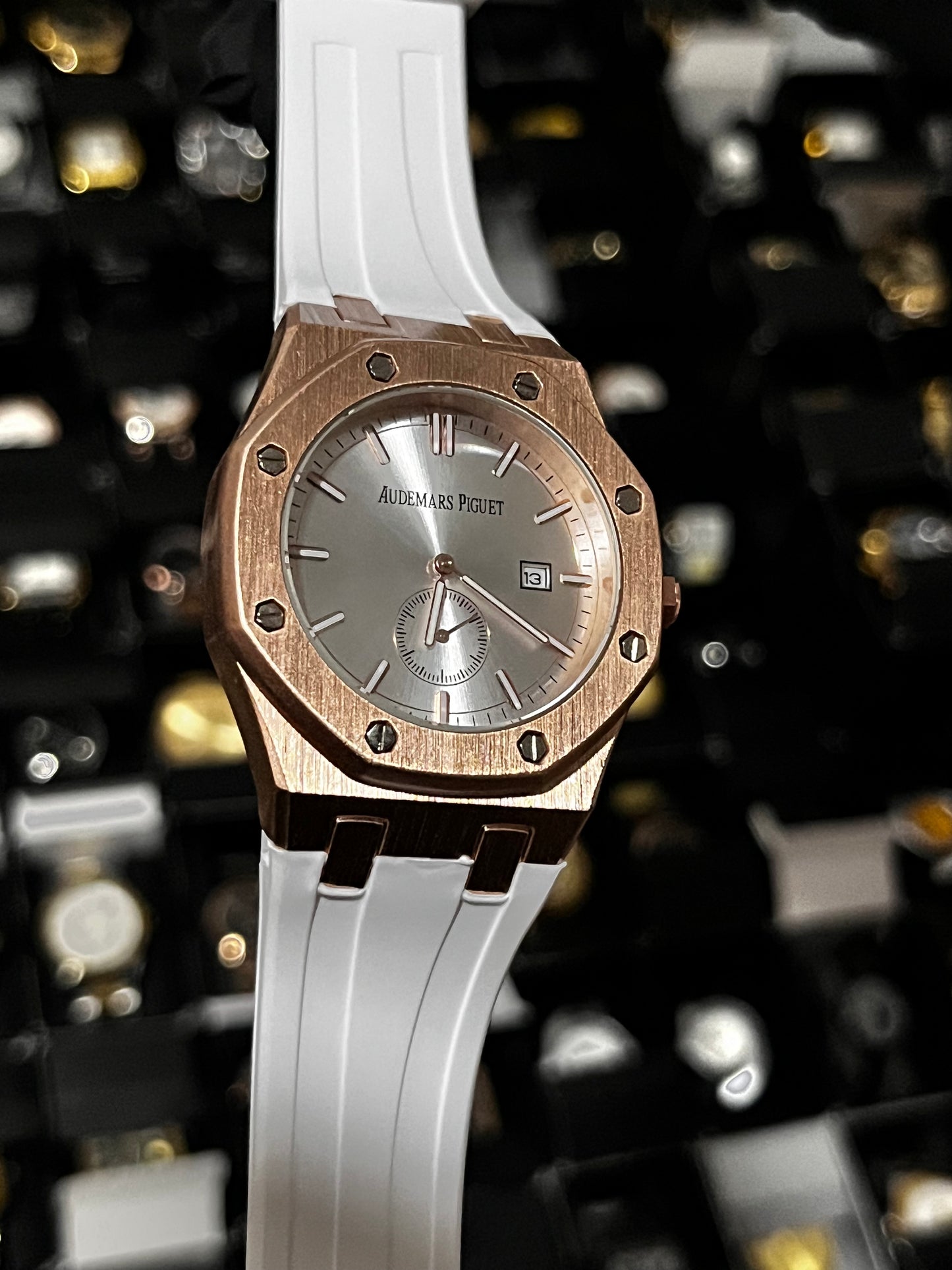 ADMR GOMA/BLANCO TABLERO/PLATEADO BISEL/PALO ROSA