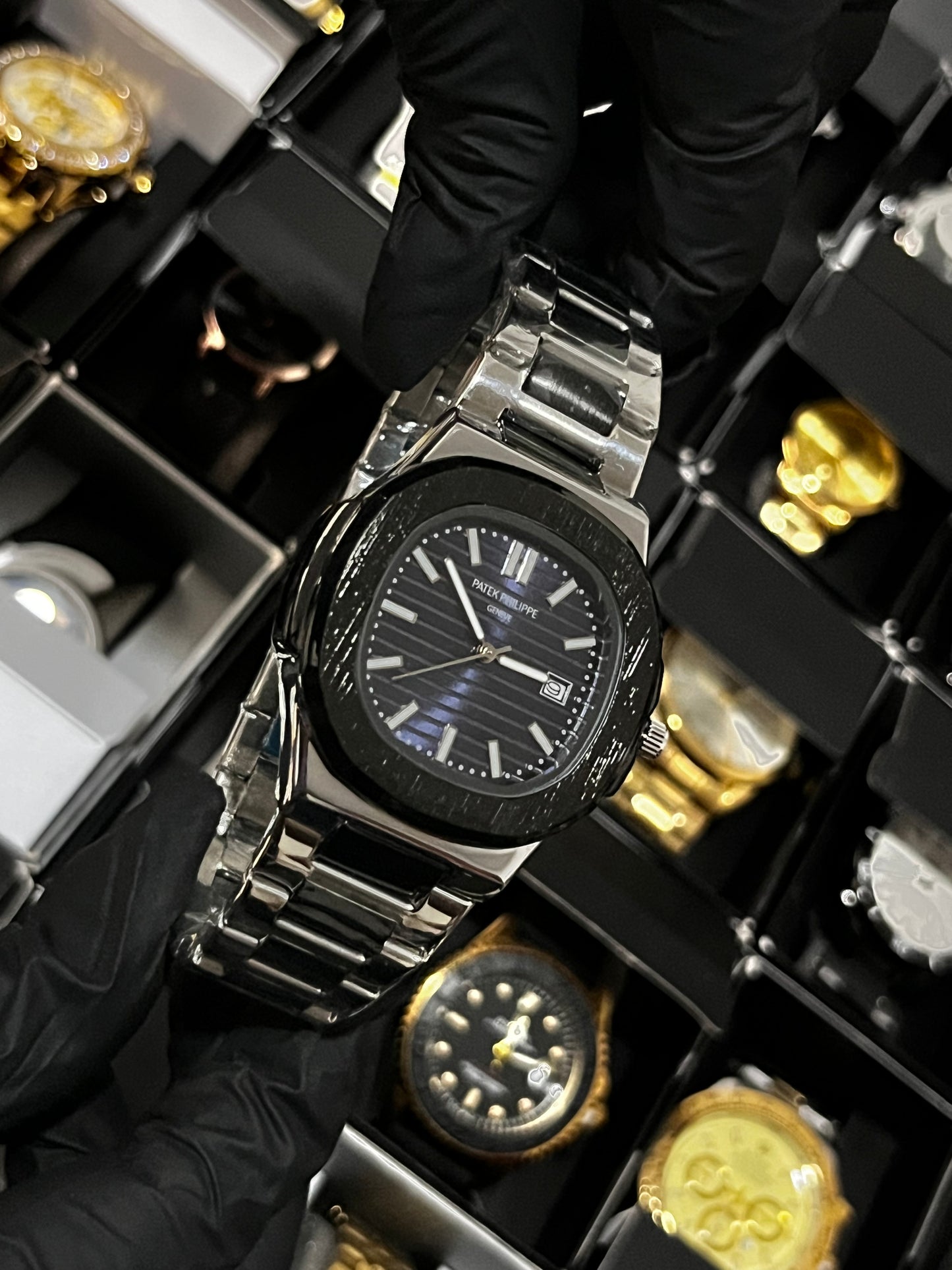 PTK METAL / CABALLERO / PLATEADO FONDO AZUL OSCURO / BISEL NEGRO