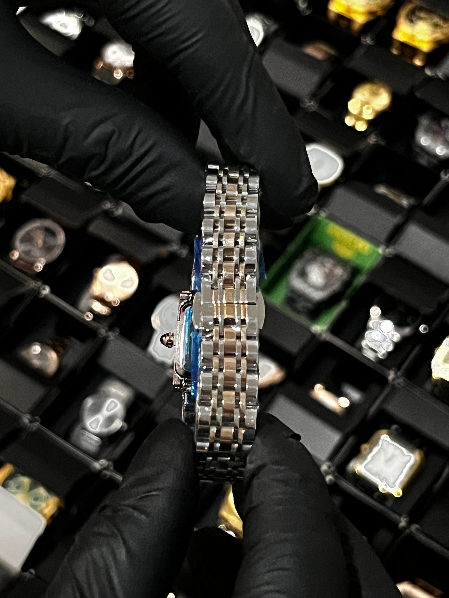 CRTR DAMA ACERO/TRENZADO/BICOLOR TABLERO/NEGRO BISEL/PALO ROSA