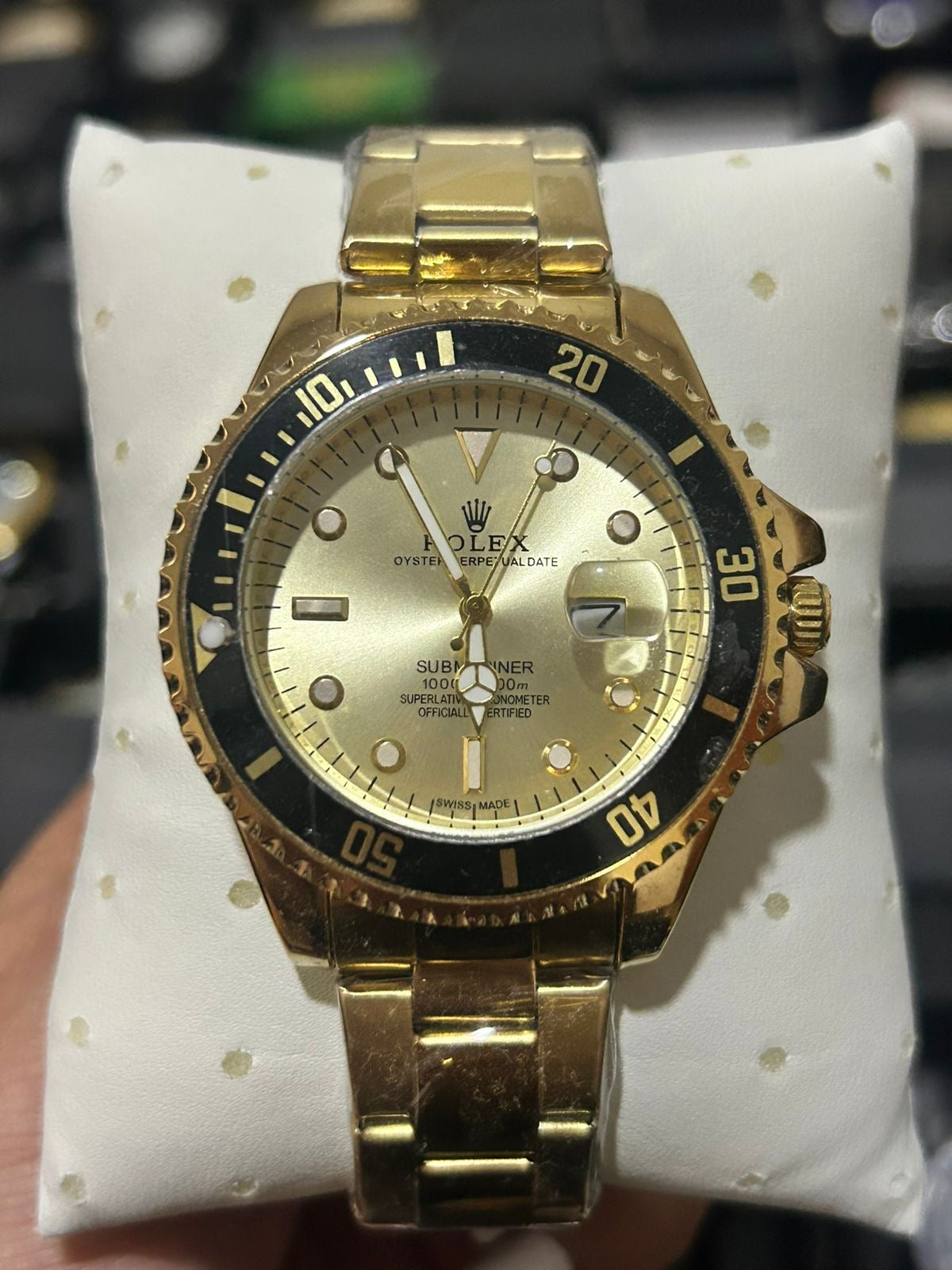 RX SBMRN ACERO DORADO BISEL NEGRO TABLERO PLATEADO