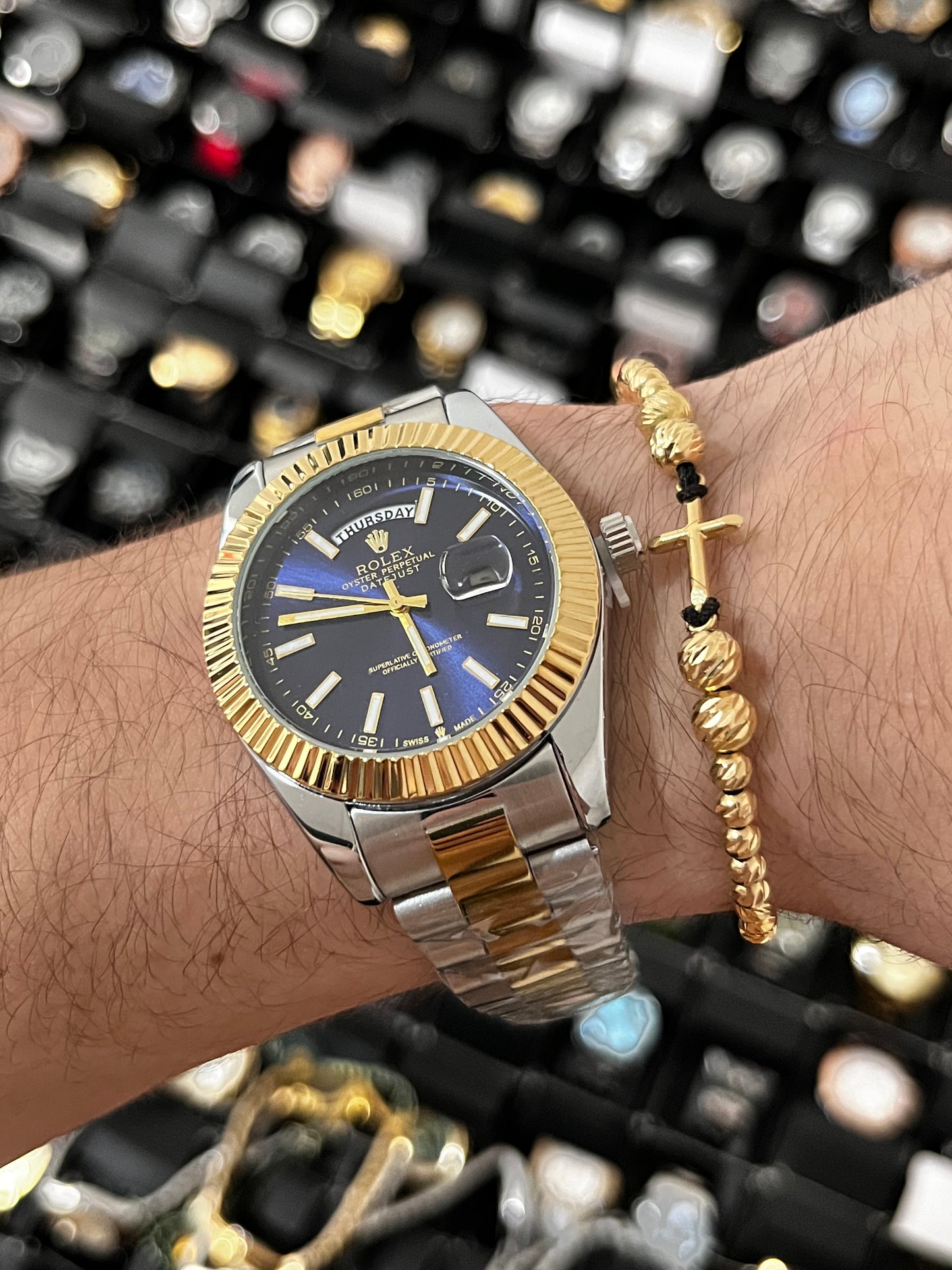 RX DTJST DD  / BISEL RELIEVE / BICOLOR FONDO AZUL OSCURO