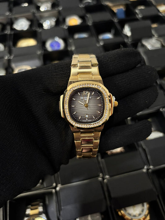 Ptk metal dama bisel cubano dorado fondo gris