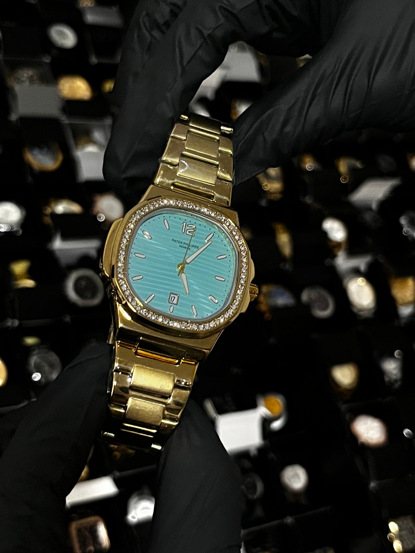 PTK METAL / CABALLERO / BISEL CUBANO / DORADO FONDO AZUL CLARO