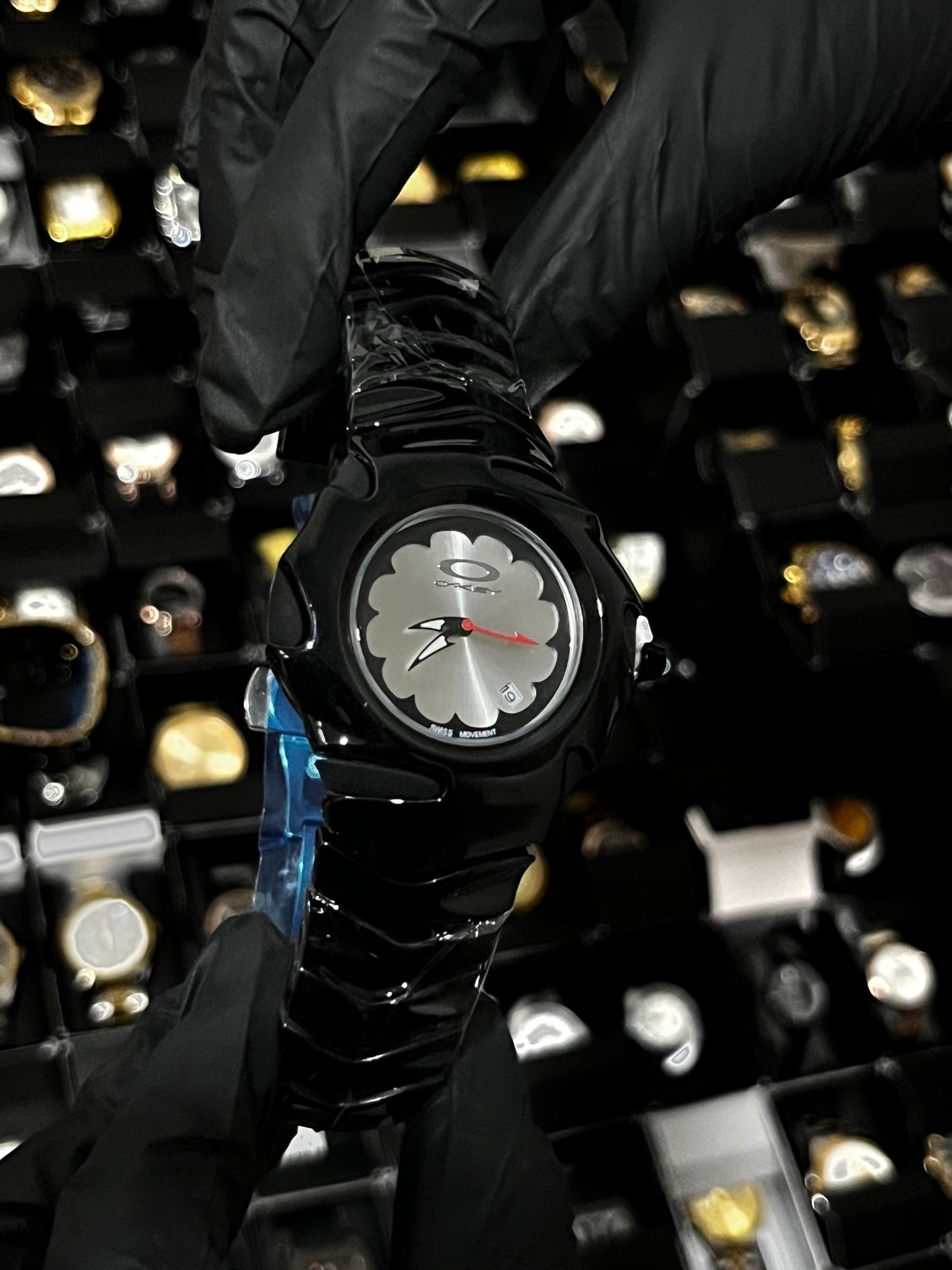 OAK ACERO/NEGRO TABLERO/PLATEADO BISEL/NEGRO