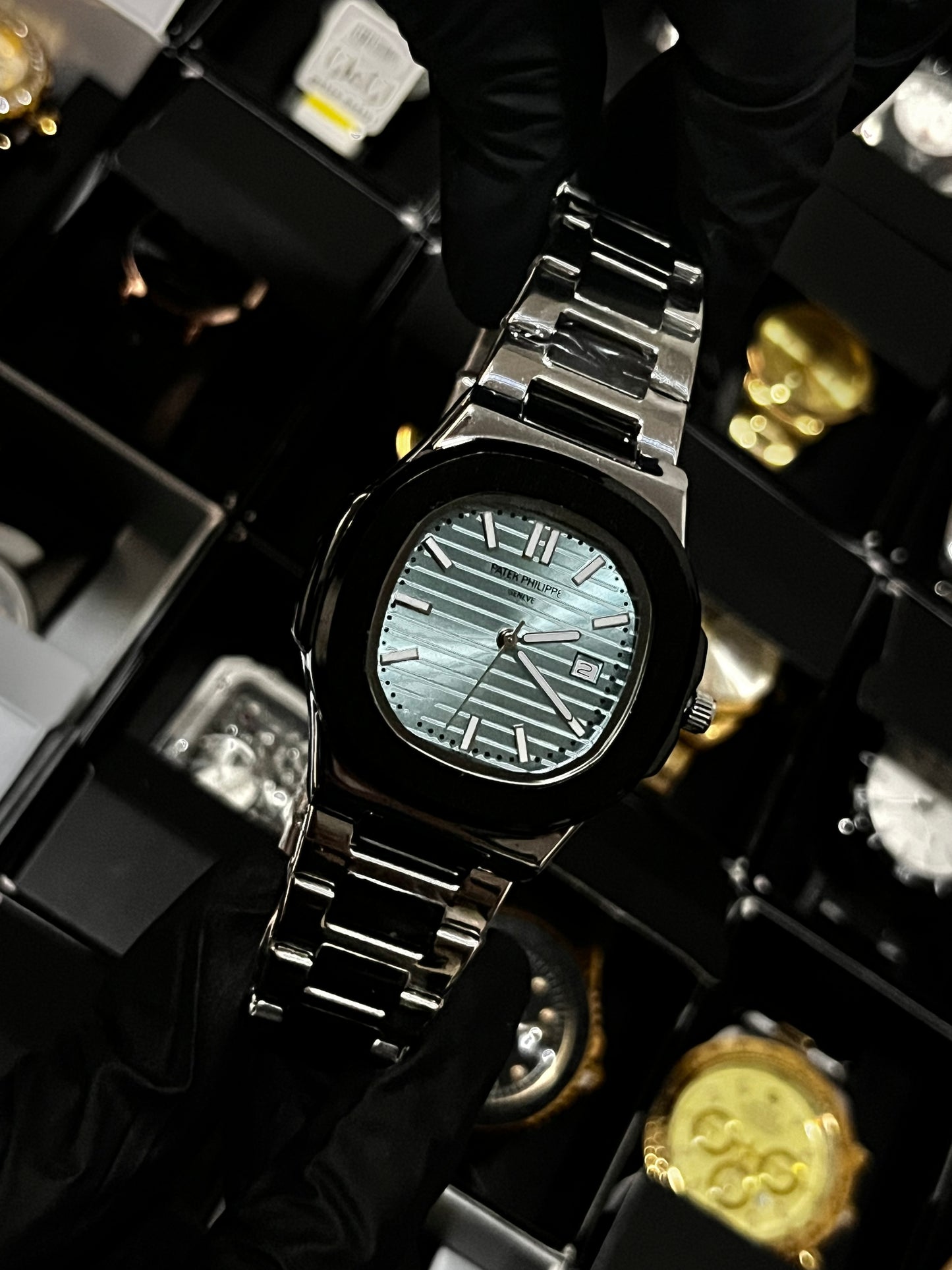 PTK METAL / CABALLERO / PLATEADO FONDO AZUL CLARO / BISEL NEGRO