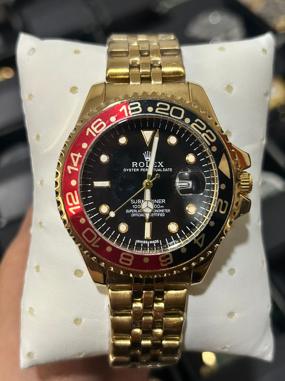 RX SBMRN ACERO DORADO BISEL NEGRO/ROJO TABLERO NEGRO