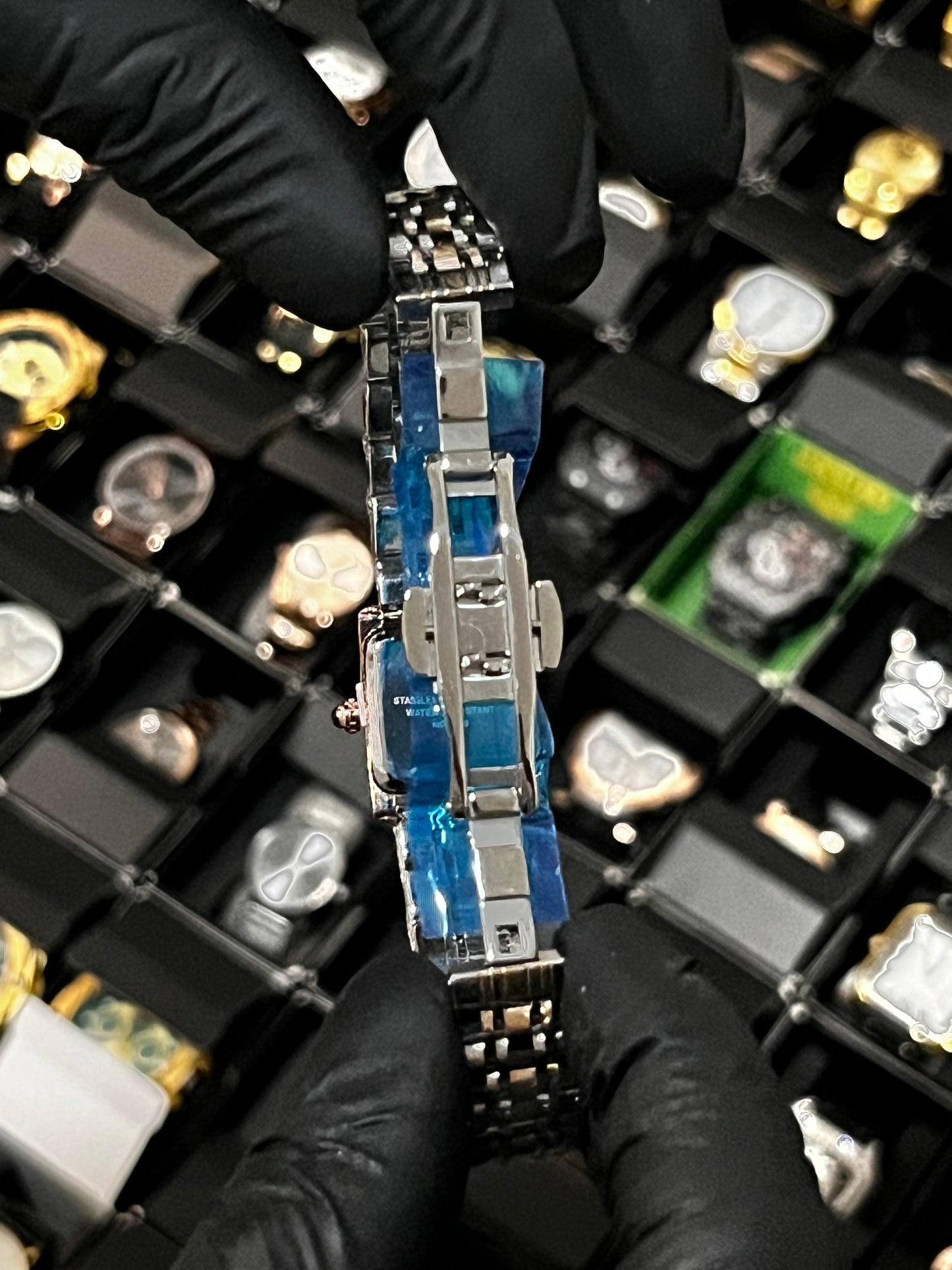 CRTR DAMA ACERO/TRENZADO/BICOLOR TABLERO/NEGRO BISEL/PALO ROSA