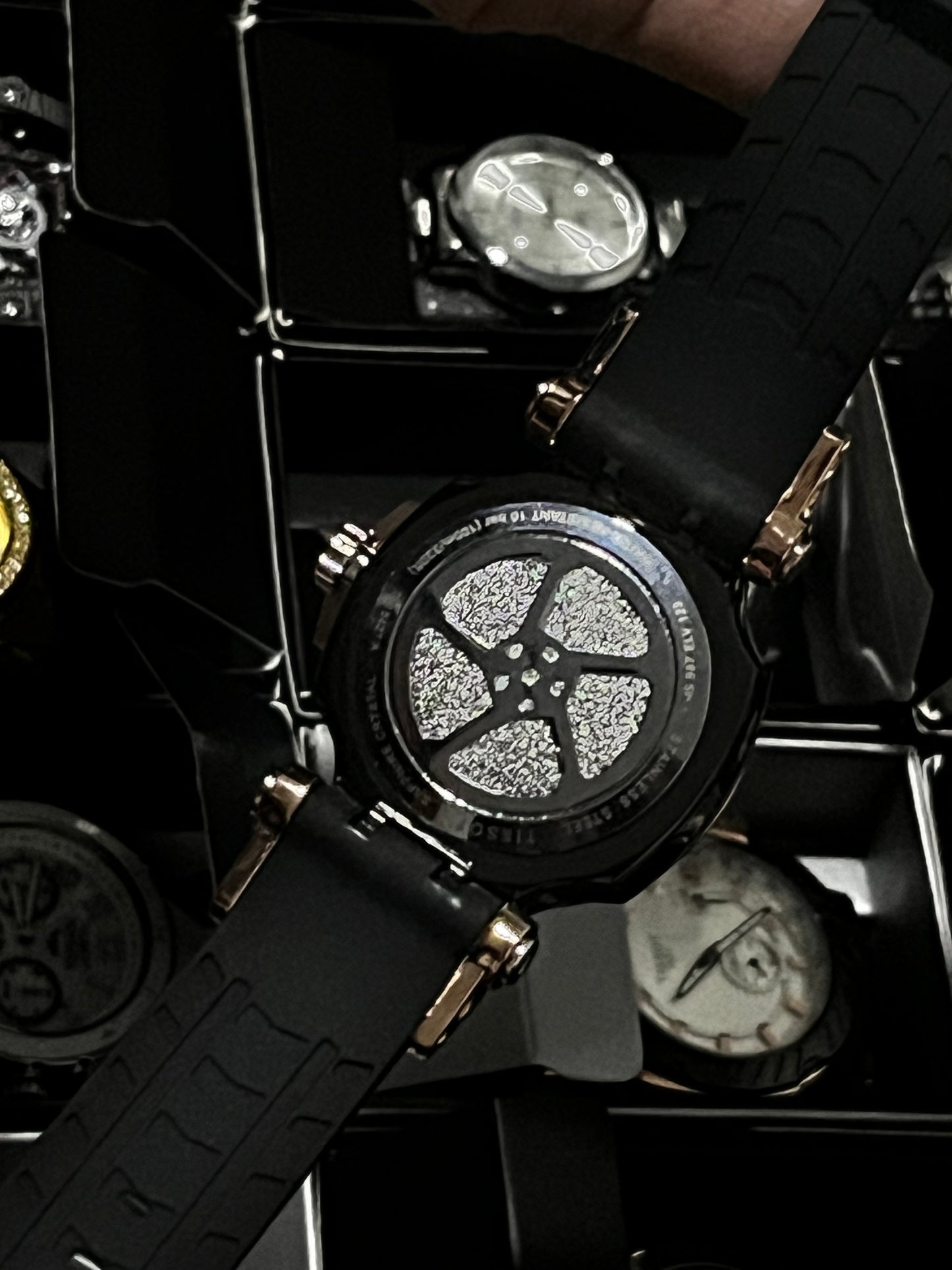 TSST GOMA NEGRO TABLERO PLATEADO BISEL PALO ROSA