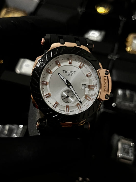 TSST GOMA NEGRO TABLERO PLATEADO BISEL NEGRO