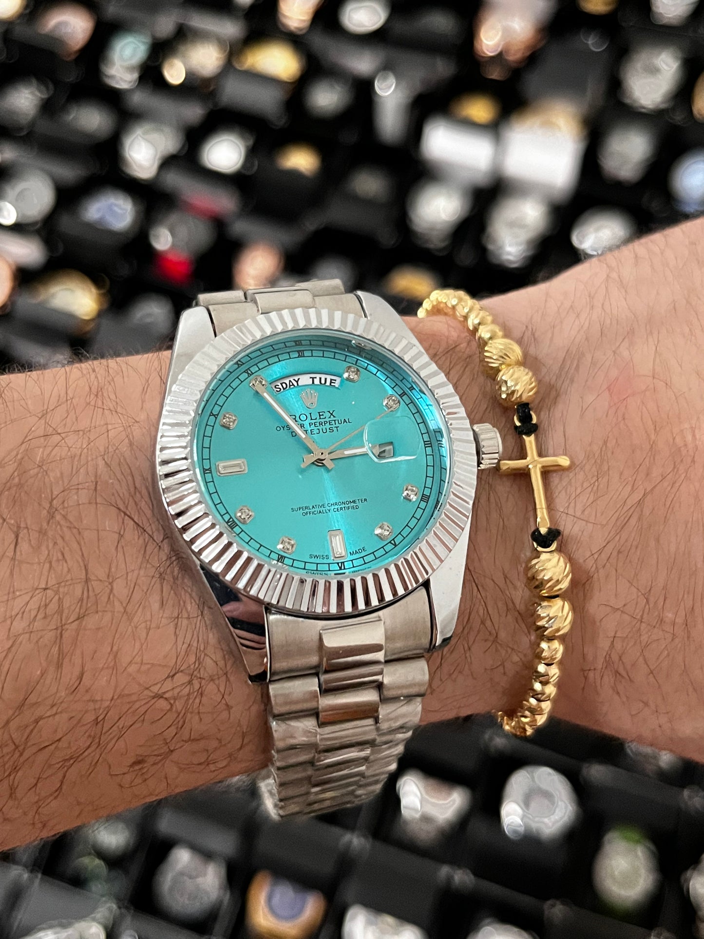 RX DTJST DD  / BISEL RELIEVE / PLATEADO FONDO AZUL CLARO