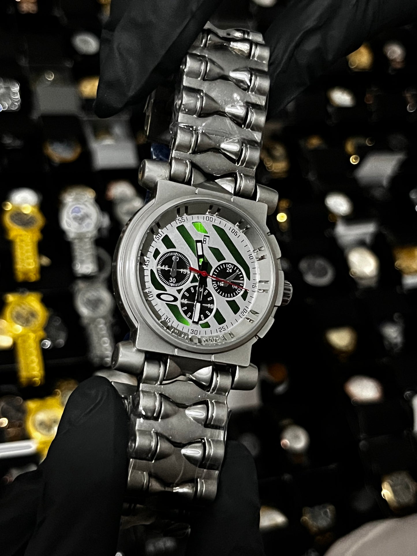 OAK ACERO/PLATEADO TABLERO/NEGRO/BLANCO/3 CRONOS BISEL/PLATEADO