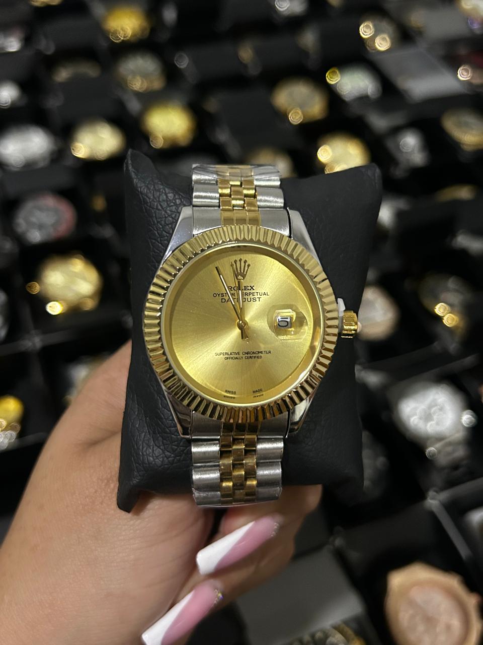 RX DT ACERO/BICOLOR/TRENZADO TABLERO/DORADO/LISO BISEL DORADO