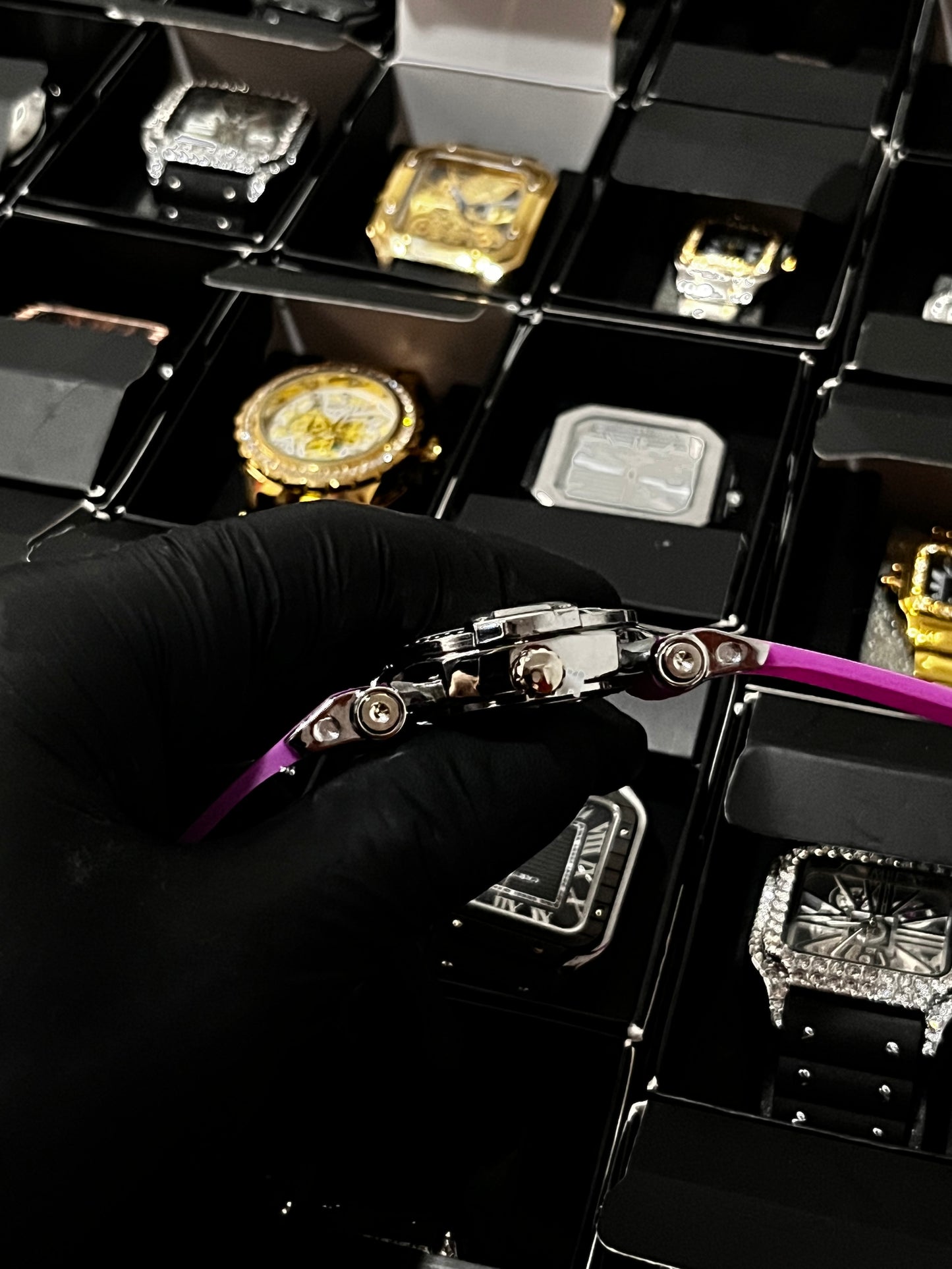 TSST DAMA GOMA ROSADO TABLERO PLATEADO BISEL PLATEADO