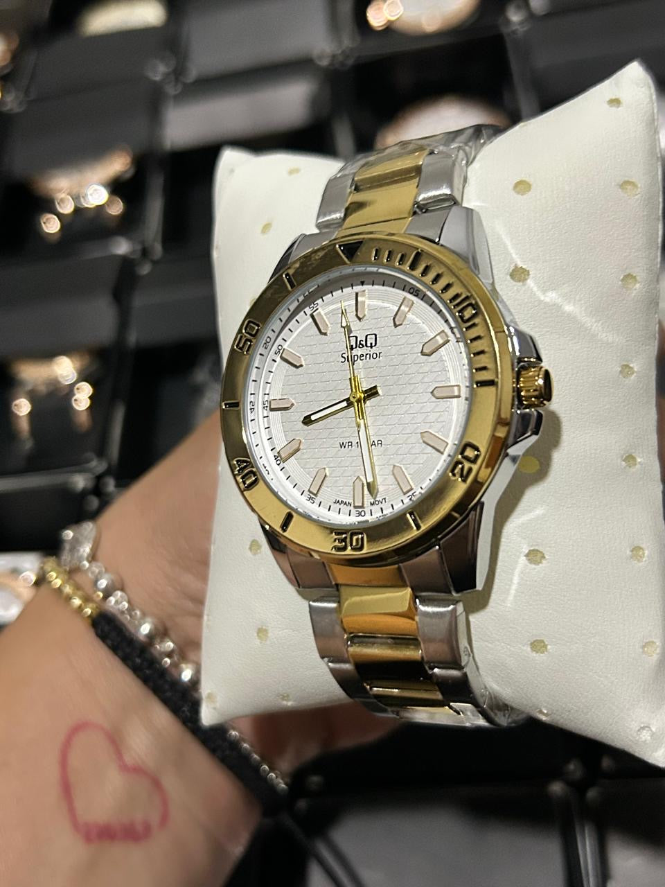 Q&Q ACERO/BICOLOR TABLERO/BLANCO BISEL/DORADO