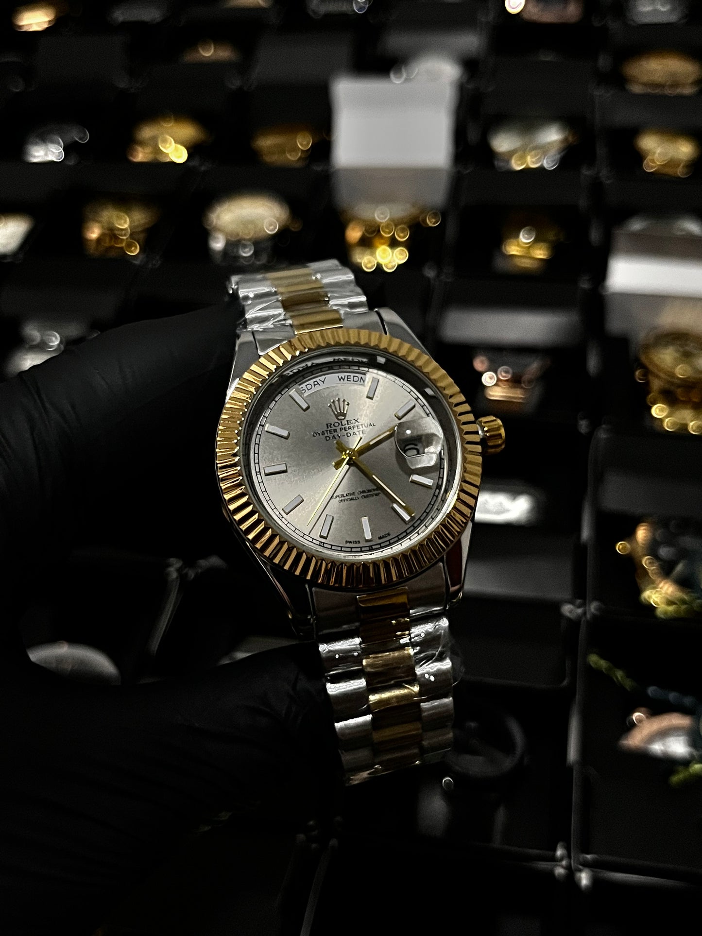 RX DTJST DD / BISEL RELIEVE / BICOLOR FONDO PLATEADO