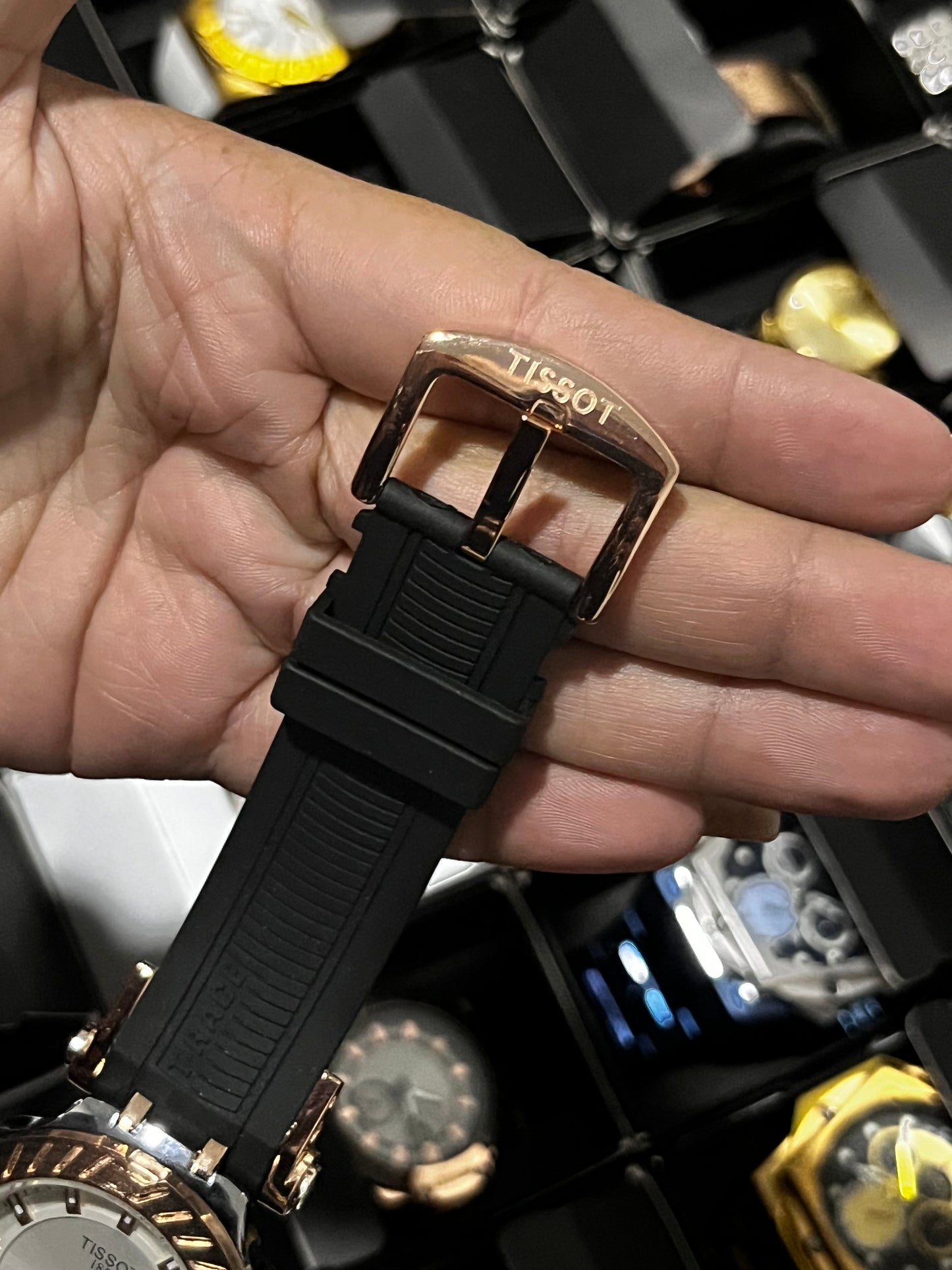 TSST GOMA NEGRO TABLERO PLATEADO BISEL PALO ROSA