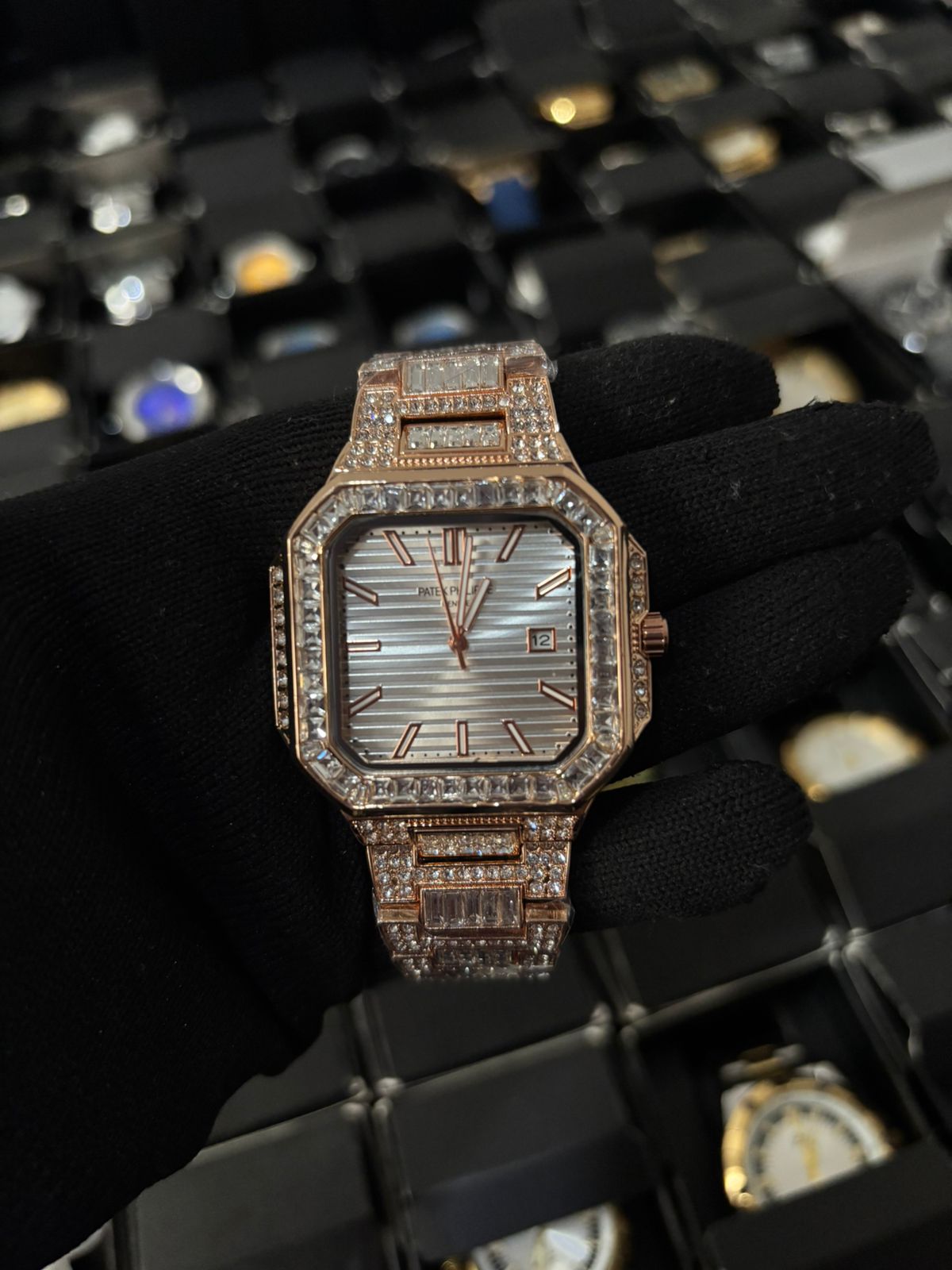 Ptk cubano oro rosa fondo plateado