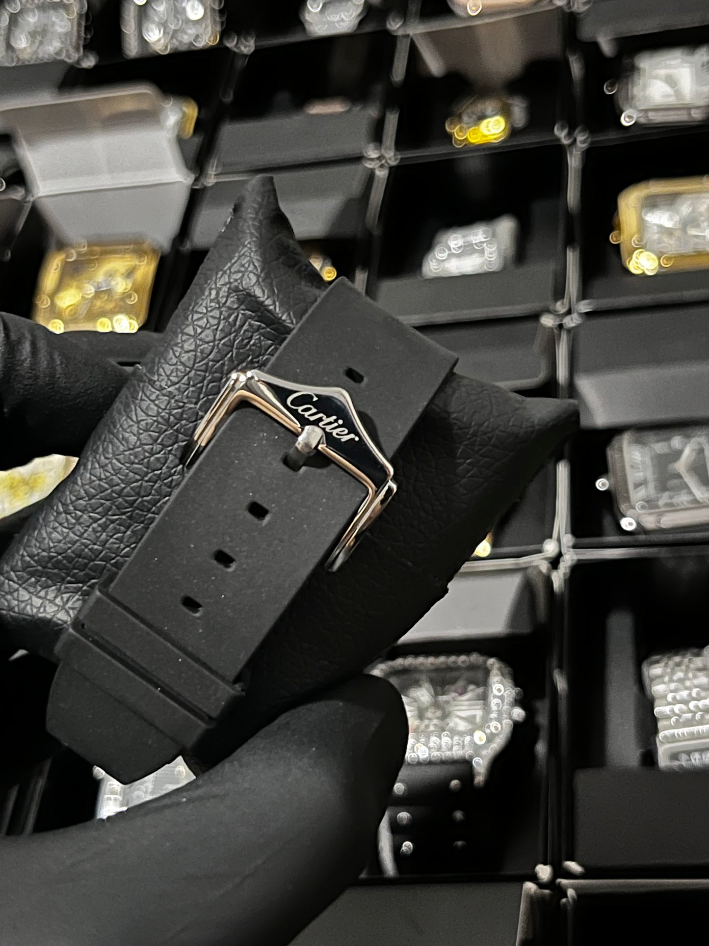 CRTR GOMA/NEGRO TABLERO/SKELETON/BLANCO BISEL/CUBANO/PLATEADO