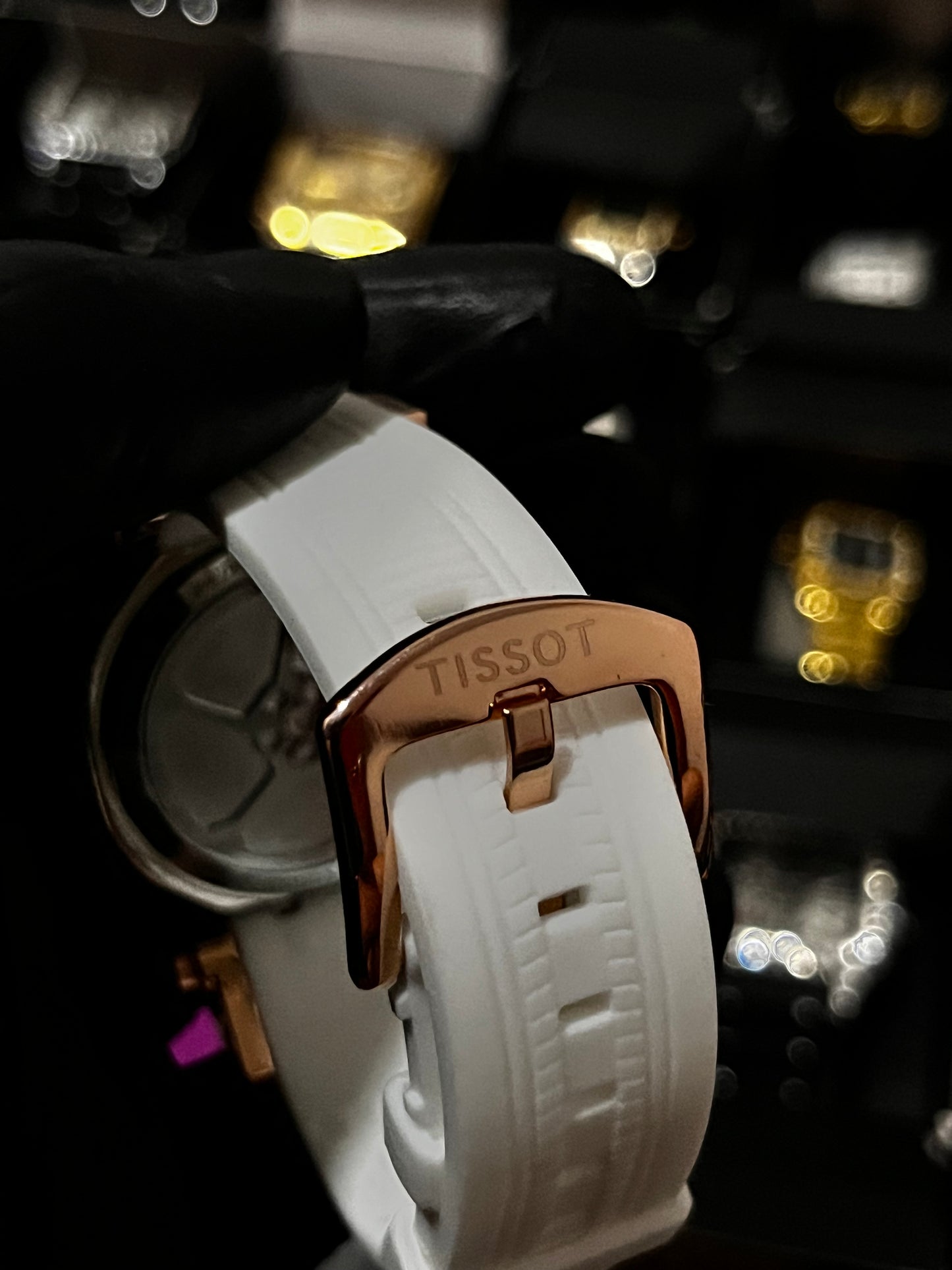 TSST DAMA GOMA BLANCO TABLERO PLATEADO BISEL DORADO