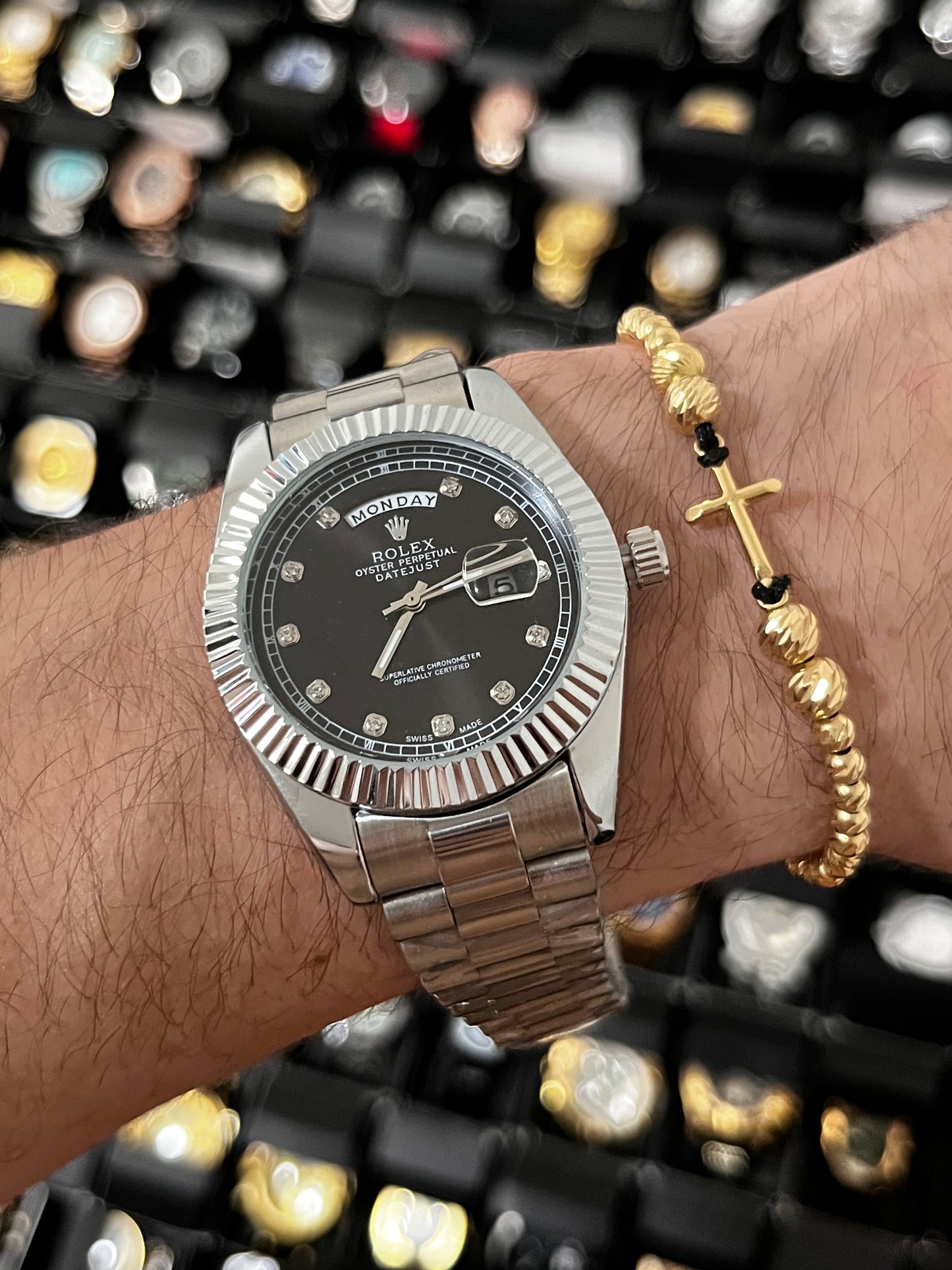 RX DTJST DD / BISEL RELIEVE / PLATEADO FONDO NEGRO