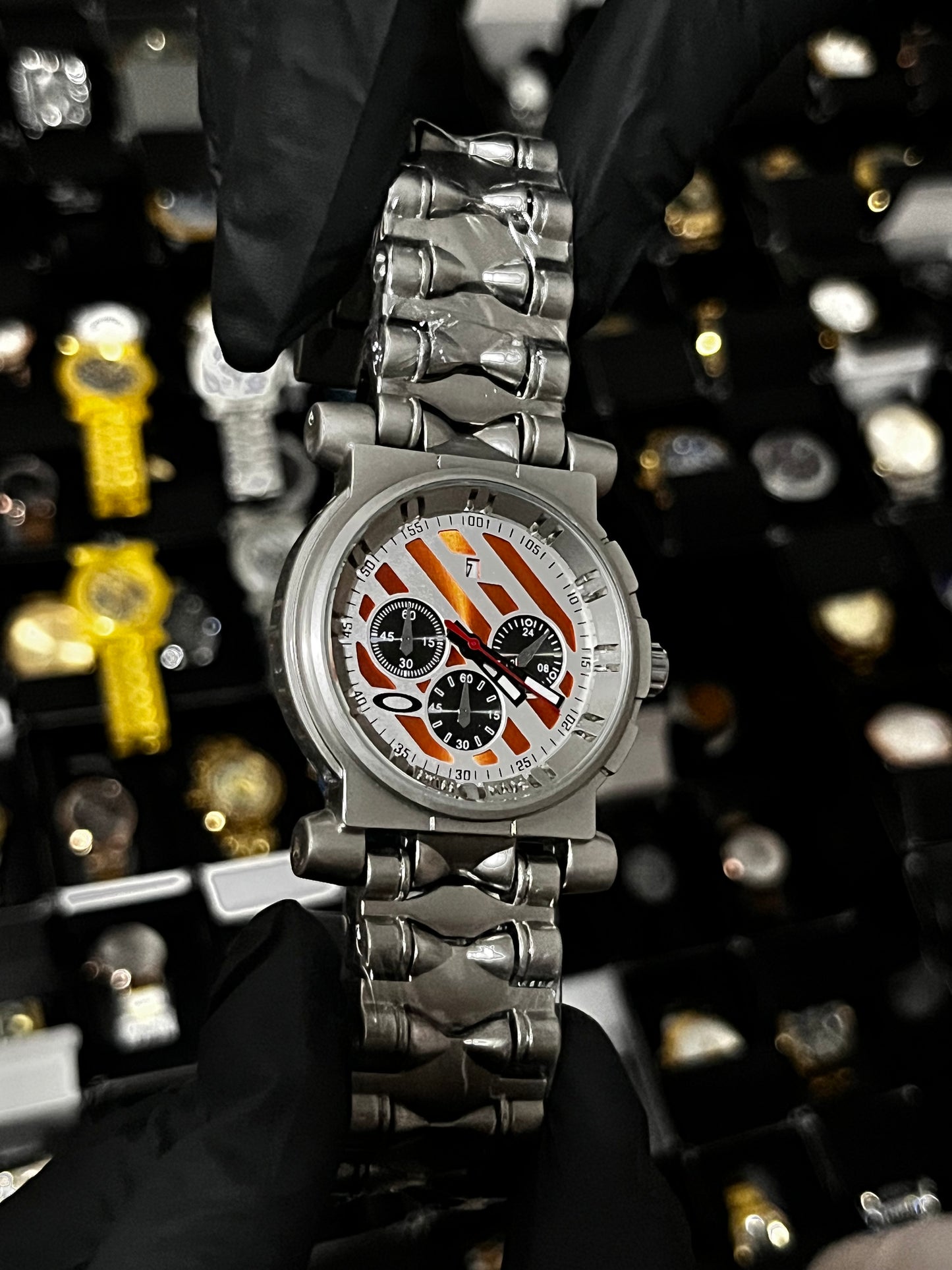 OAK ACERO/PLATEADO TABLERO/BLANCO/NARANJA/3 CRONOS BISEL/PLATEADO