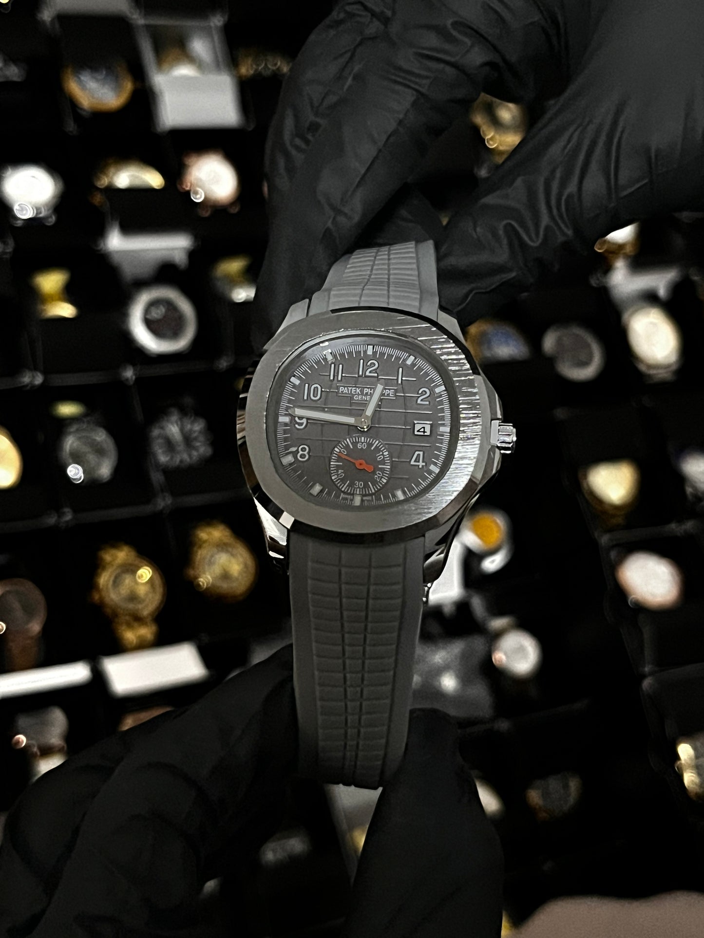 PTK PULSO GOMA / CABALLERO / GRIS/ BISEL PLATEADO