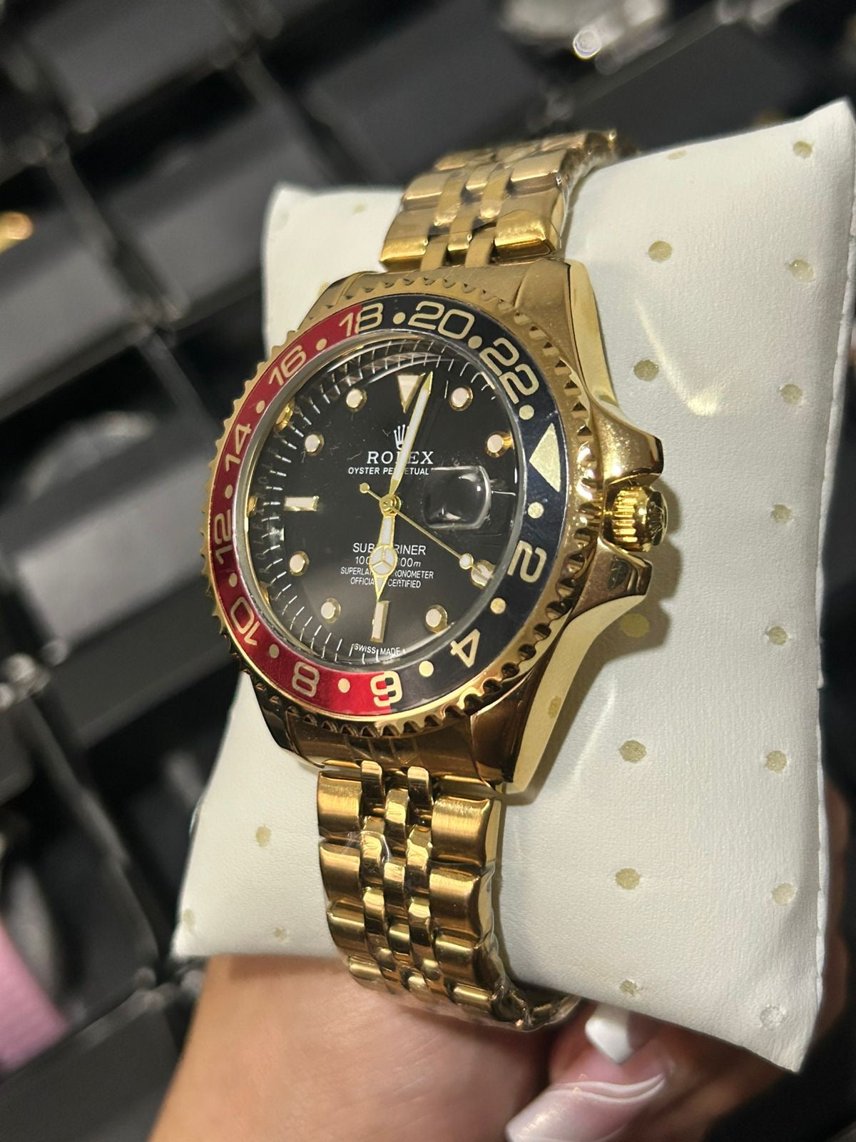 RX SBMRN ACERO DORADO BISEL NEGRO/ROJO TABLERO NEGRO