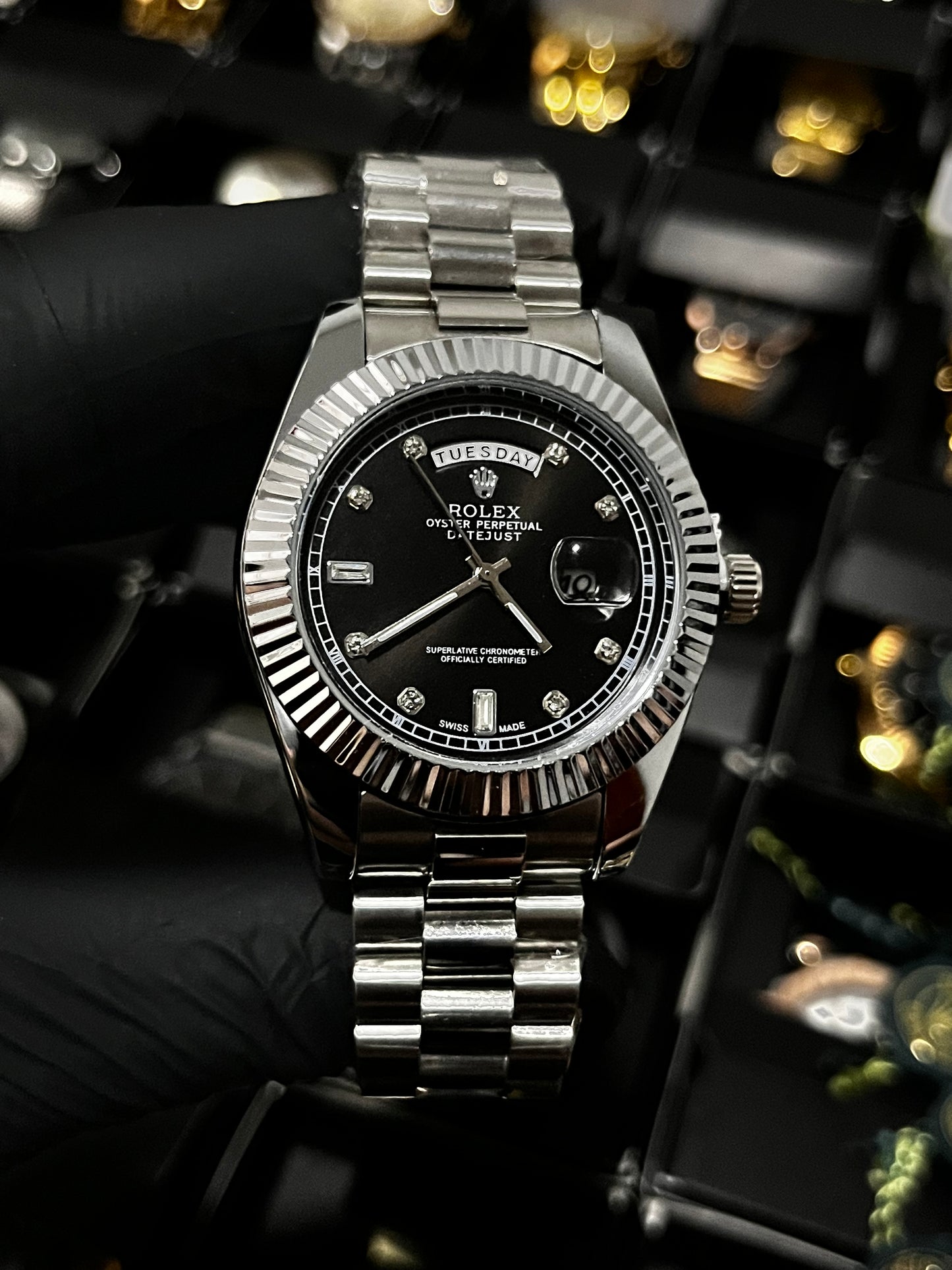 RX DTJST DD / BISEL RELIEVE / PLATEADO FONDO NEGRO