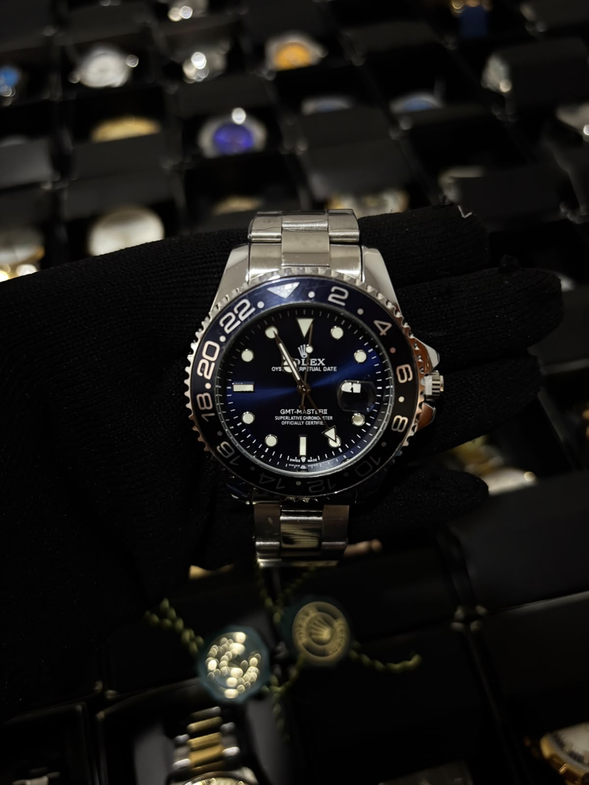 Rx gm2 plateado bisel negro fondo azul