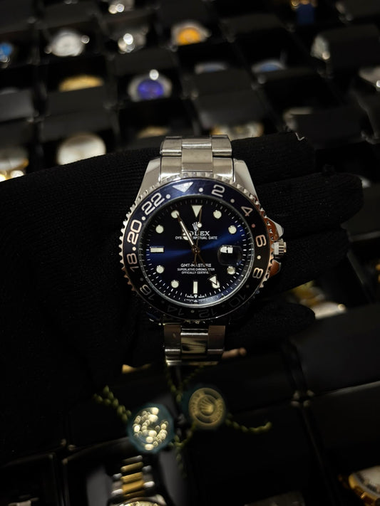 Rx gm2 plateado bisel negro fondo azul