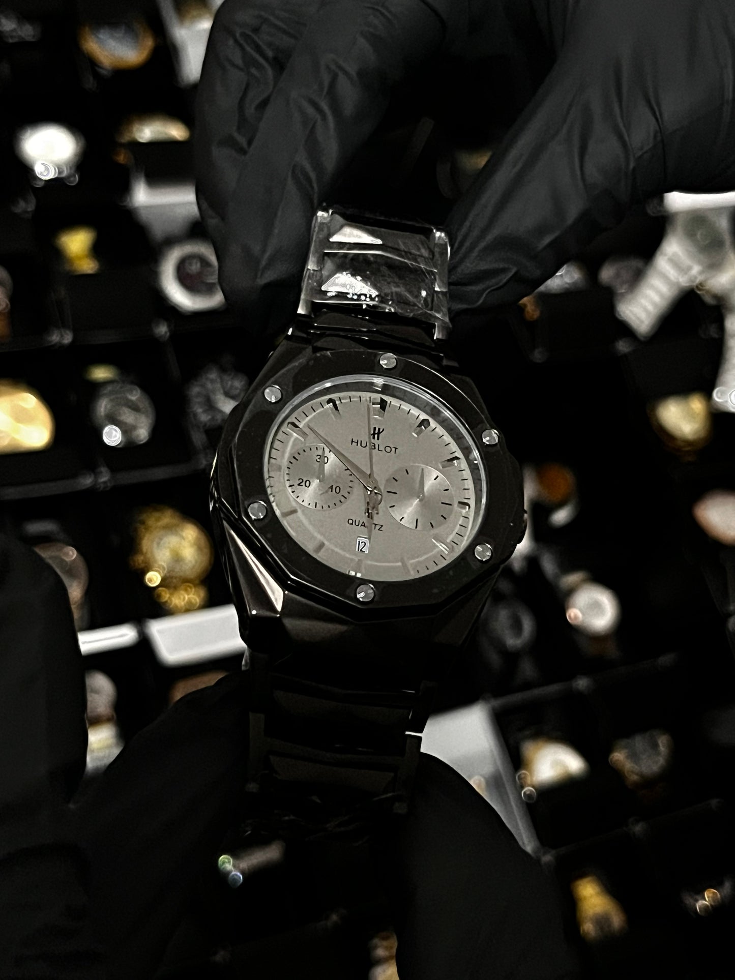 HBLT ACERO/NEGRO TABLERO/PLATEADO/2 CRONOS BISEL/NEGRO