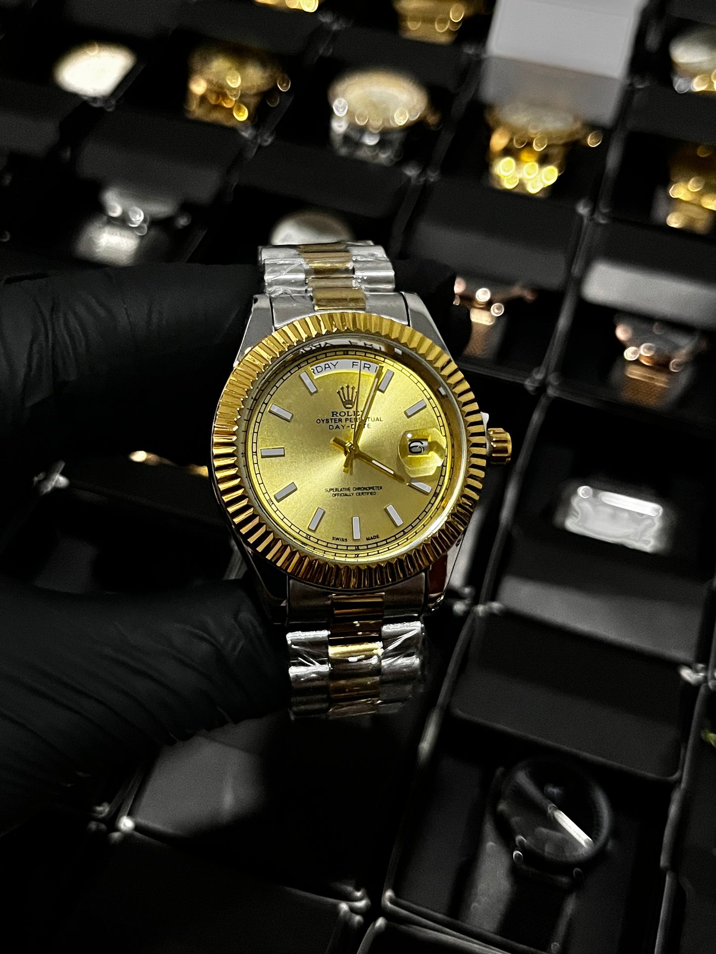 RX DTJST DD / BISEL RELIEVE / BICOLOR FONDO DORADO