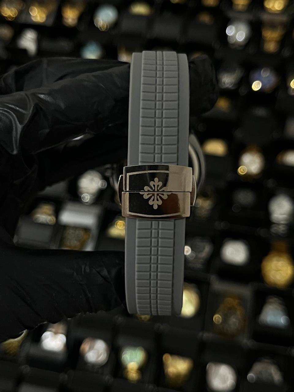 PTK PULSO GOMA / CABALLERO / GRIS/ BISEL PLATEADO