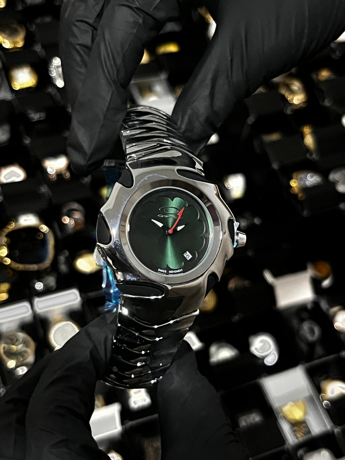 OAK ACERO/PLATEADO TABLERO/VERDE BISEL/PLATEADO