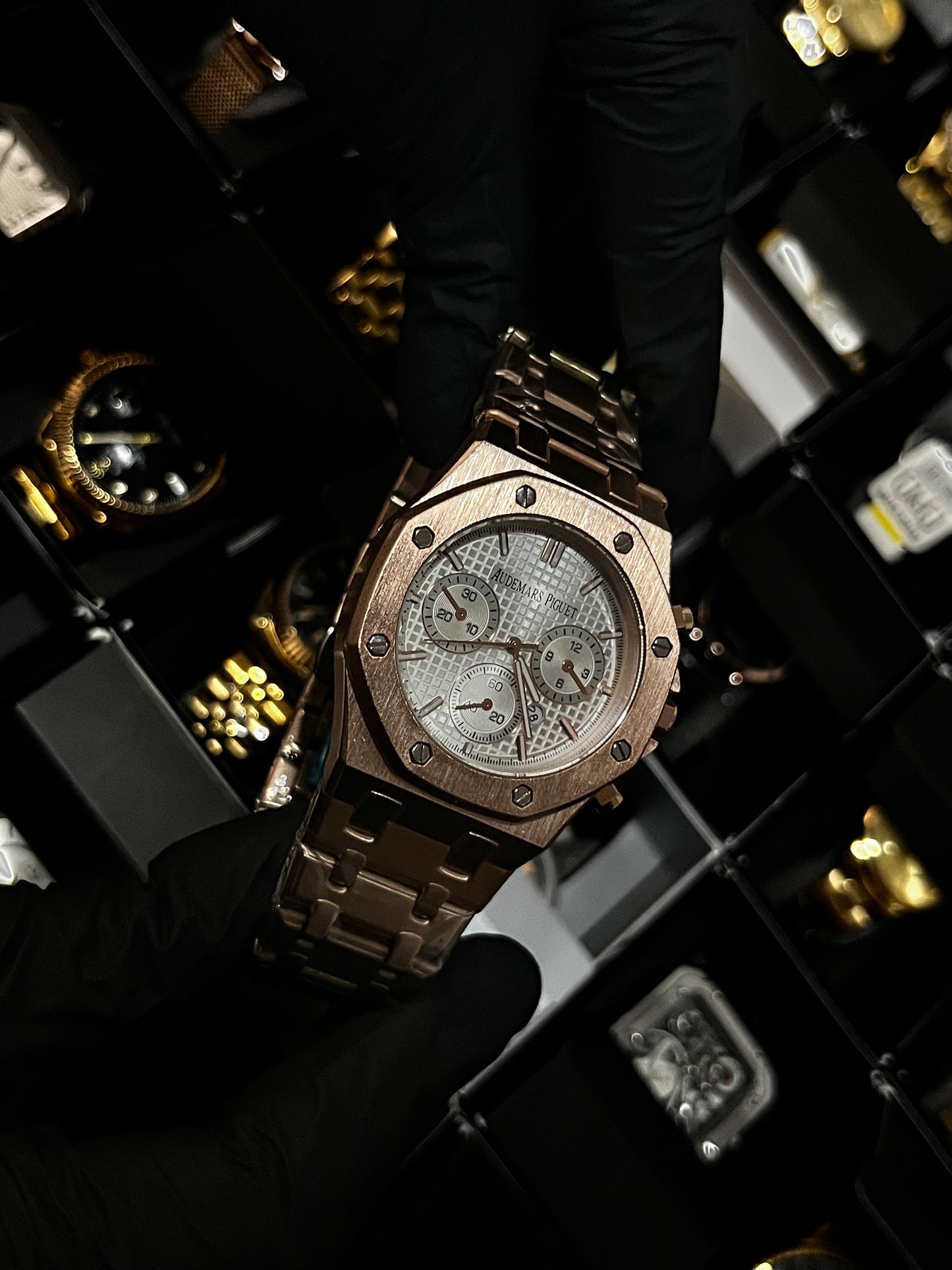 ADMR METÁLICO / 3 CRONO / ORO ROSA FONDO PLATEADO