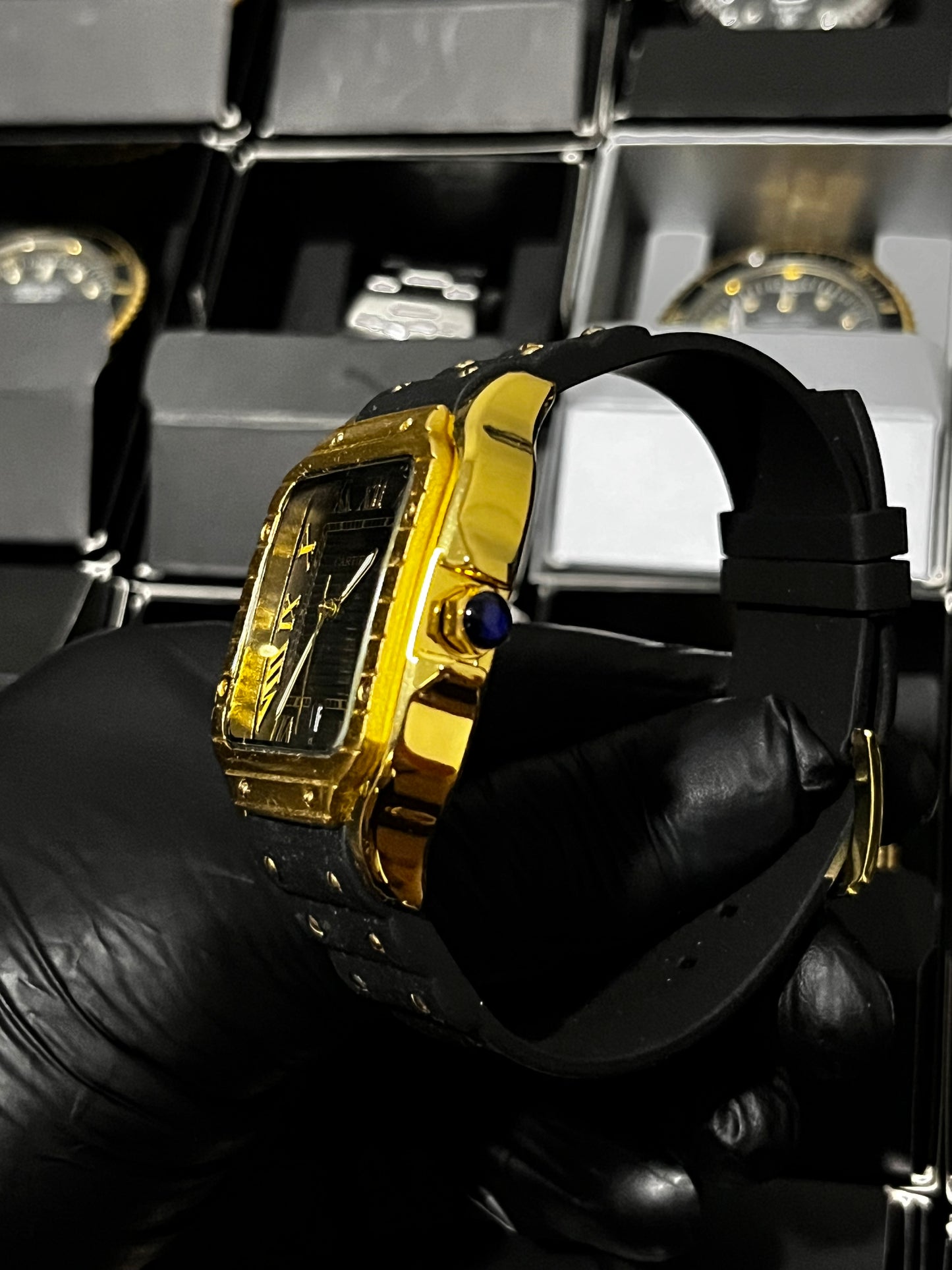 CRTR GOMA NEGRO BISEL DORADO TABLERO NEGRO