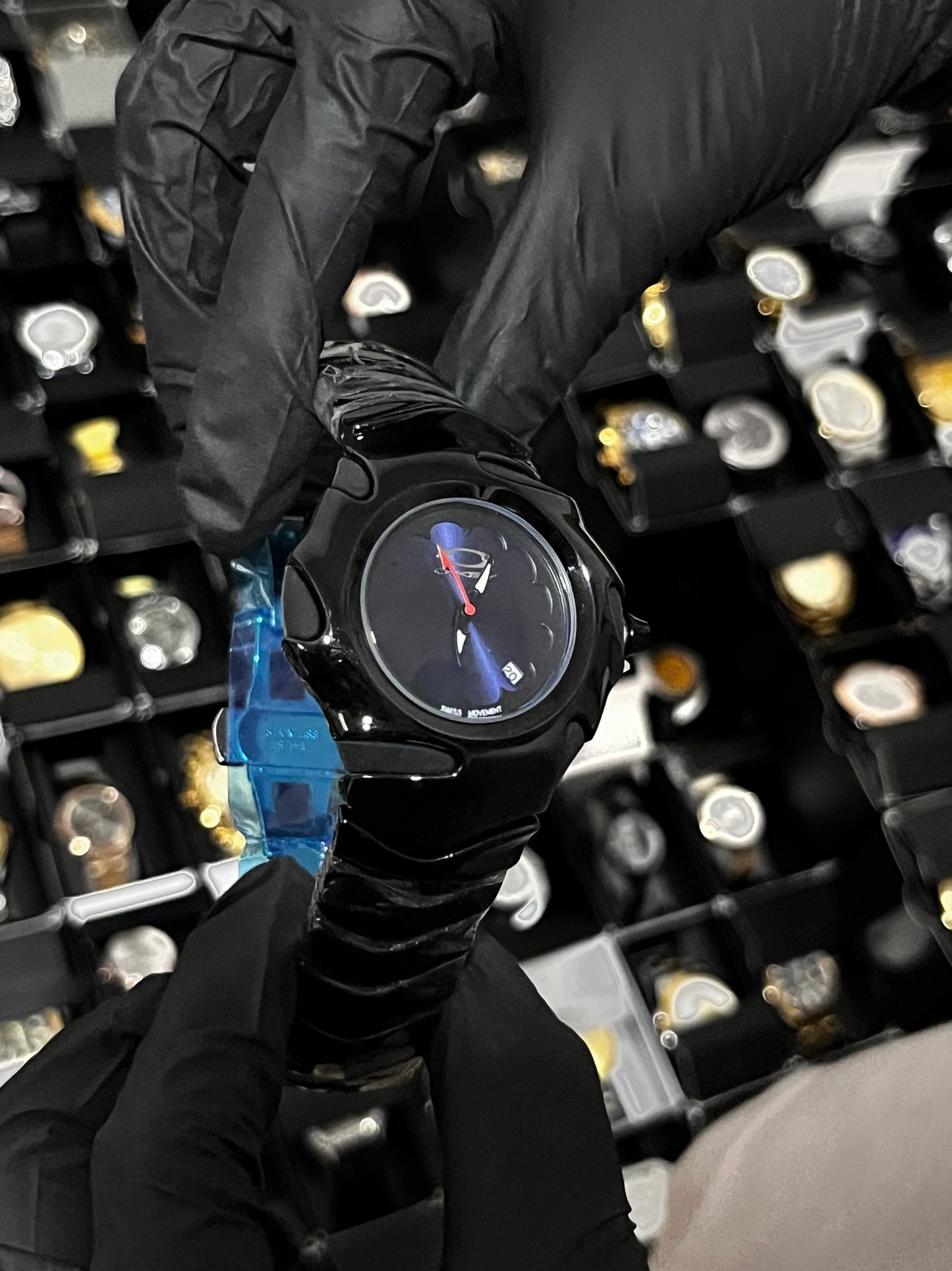 OAK ACERO/NEGRO TABLERO/AZUL BISEL/NEGRO