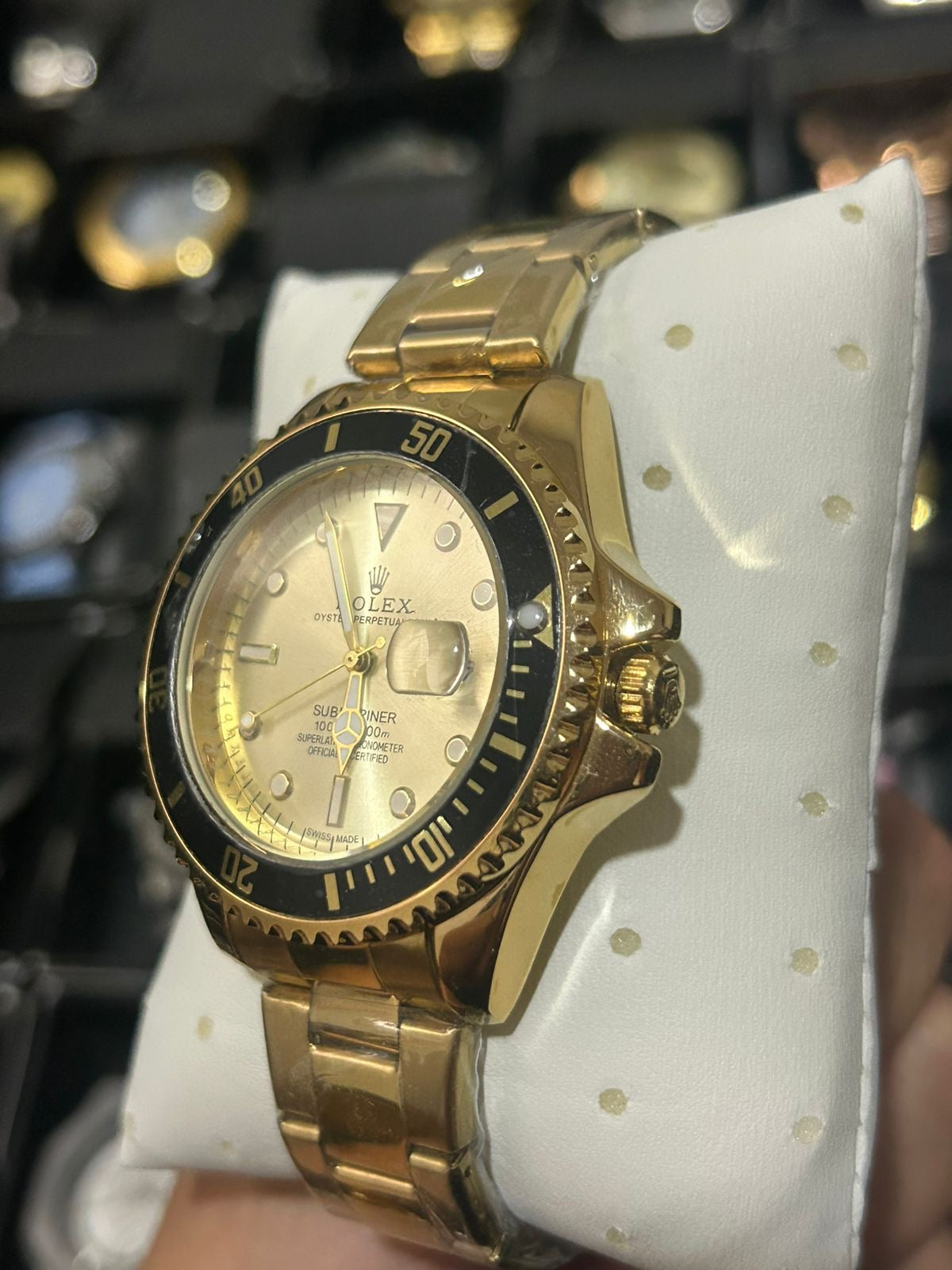 RX SBMRN ACERO DORADO BISEL NEGRO TABLERO PLATEADO