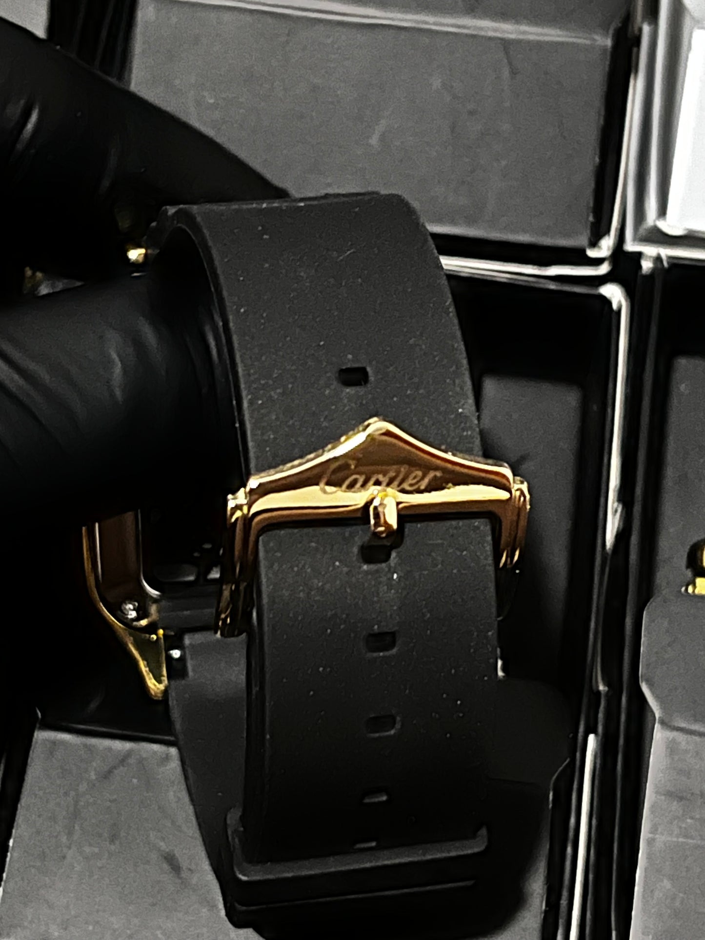 CRTR CUBANO GOMA NEGRO BISEL DORADO TABLERO PLATEADO