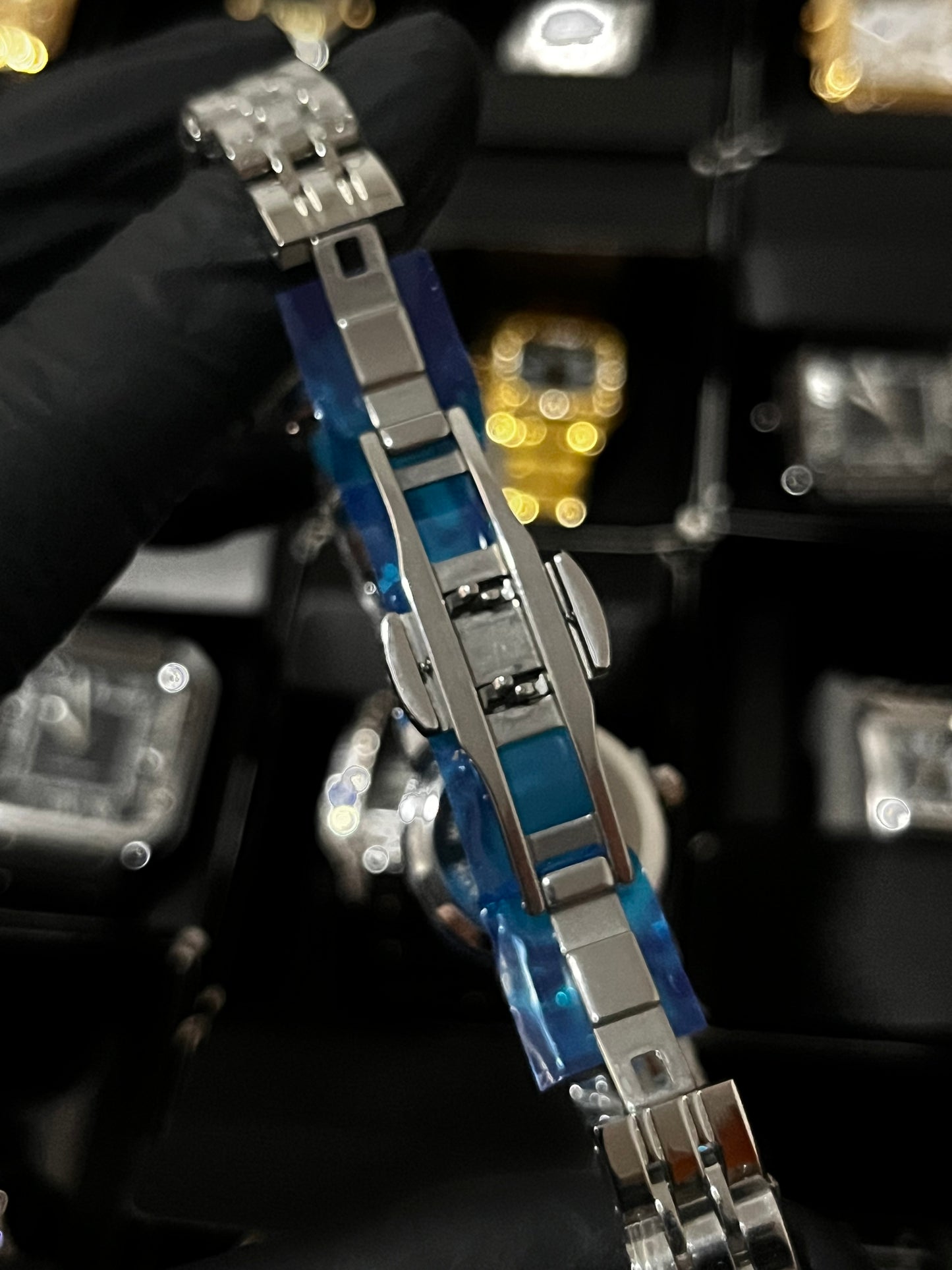 TSST DAMA ACERO PLATEADO TABLERO AZUL CLARO BISEL PLATEADO