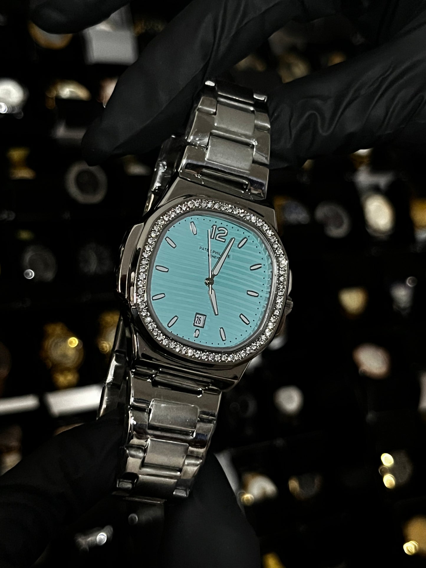 PTK METAL / CABALLERO / BISEL CUBANO / PLATEADO FONDO AZUL CLARO