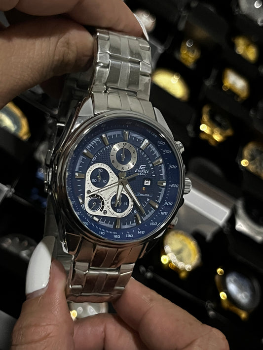 CSO EDIFICE ACERO/PLATEADO TABLERO/AZUL/CRONOS/BLANCO BISEL/PLATEADO