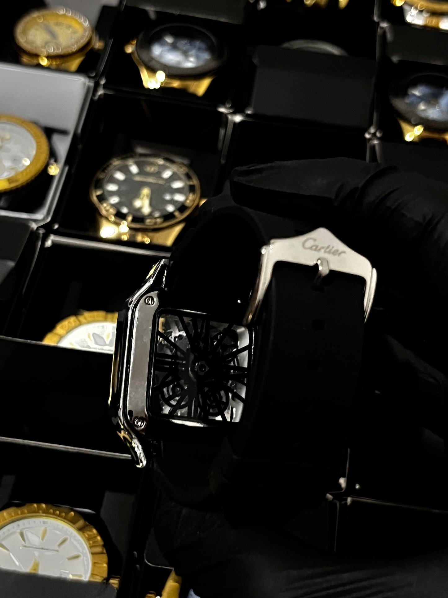 CRTR CUBANO GOMA NEGRO BISEL PLATEADO TABLERO PLATEADO