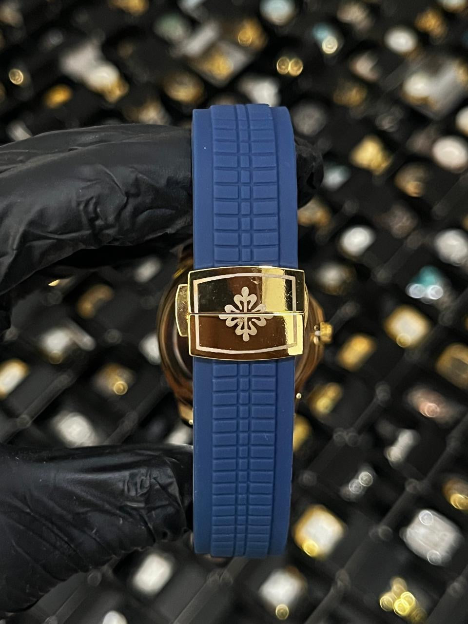 PTK PULSO GOMA / CABALLERO / AZUL OSCURO / BISEL DORADO